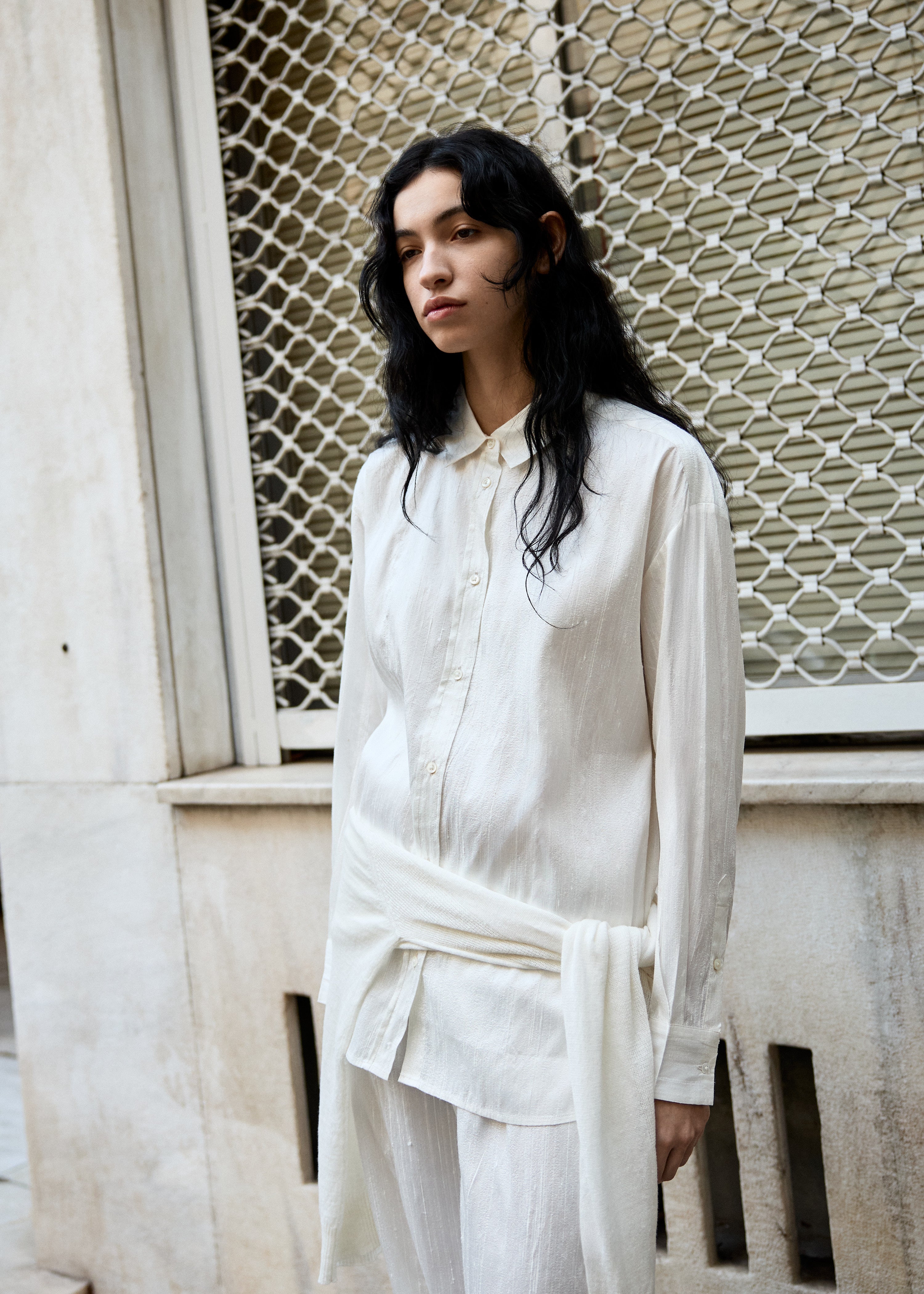 Shirt – recycled silk | Pure Ecru Shirt Woven aiayu