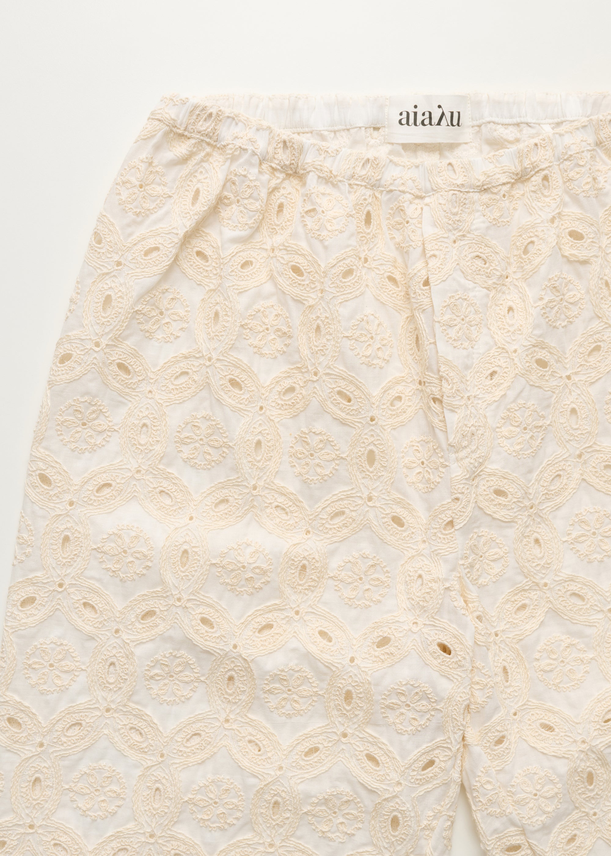 Ava pant embroidery | Pure Ecru Pant aiayu