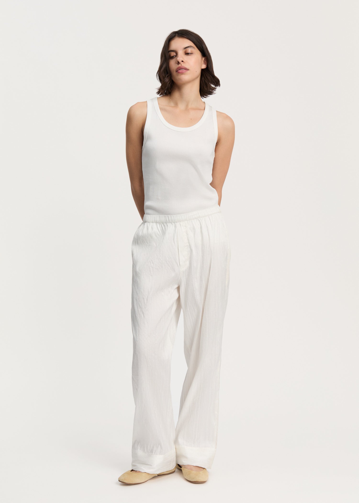 Ava pant – recycled silk | Pure Ecru Pants aiayu