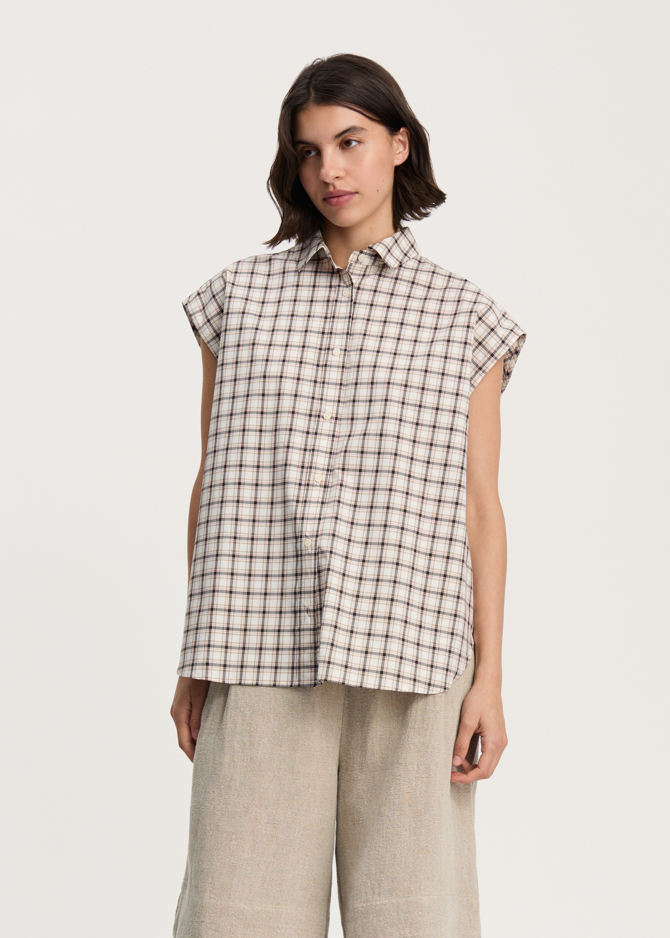 Camal shirt check | Mix Osaka Shirt Woven aiayu