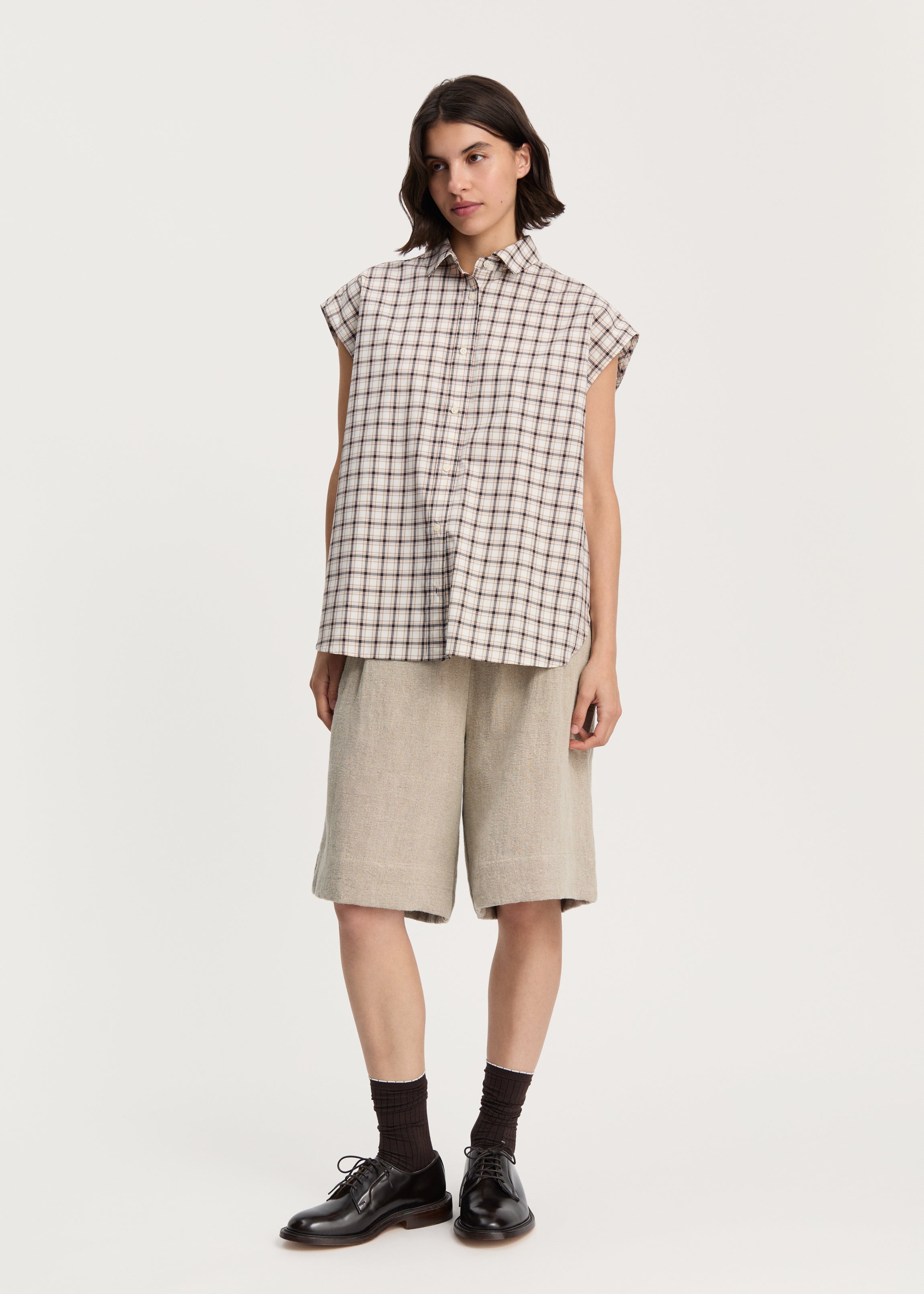 Camal shirt check | Mix Osaka Shirt Woven aiayu