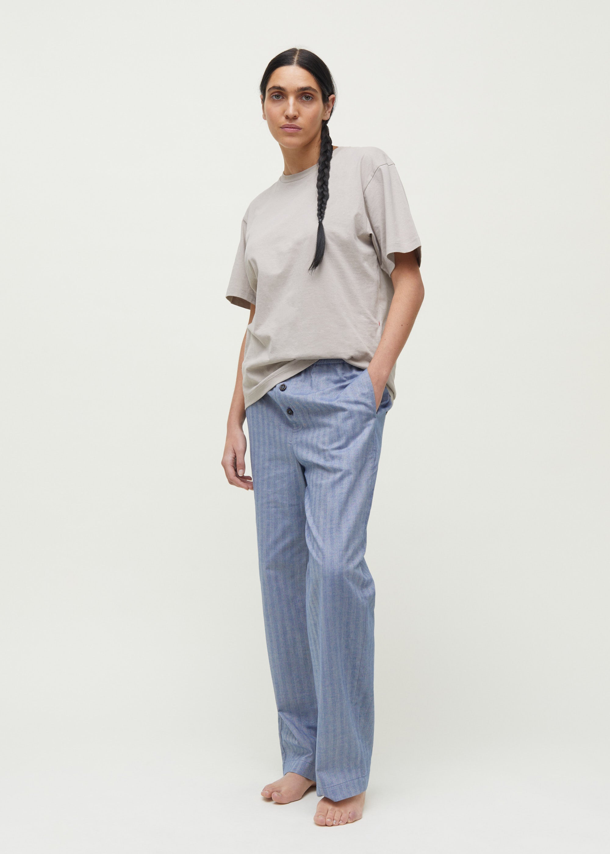 Casual pant herringbone | Mix Dust Blue Pants aiayu