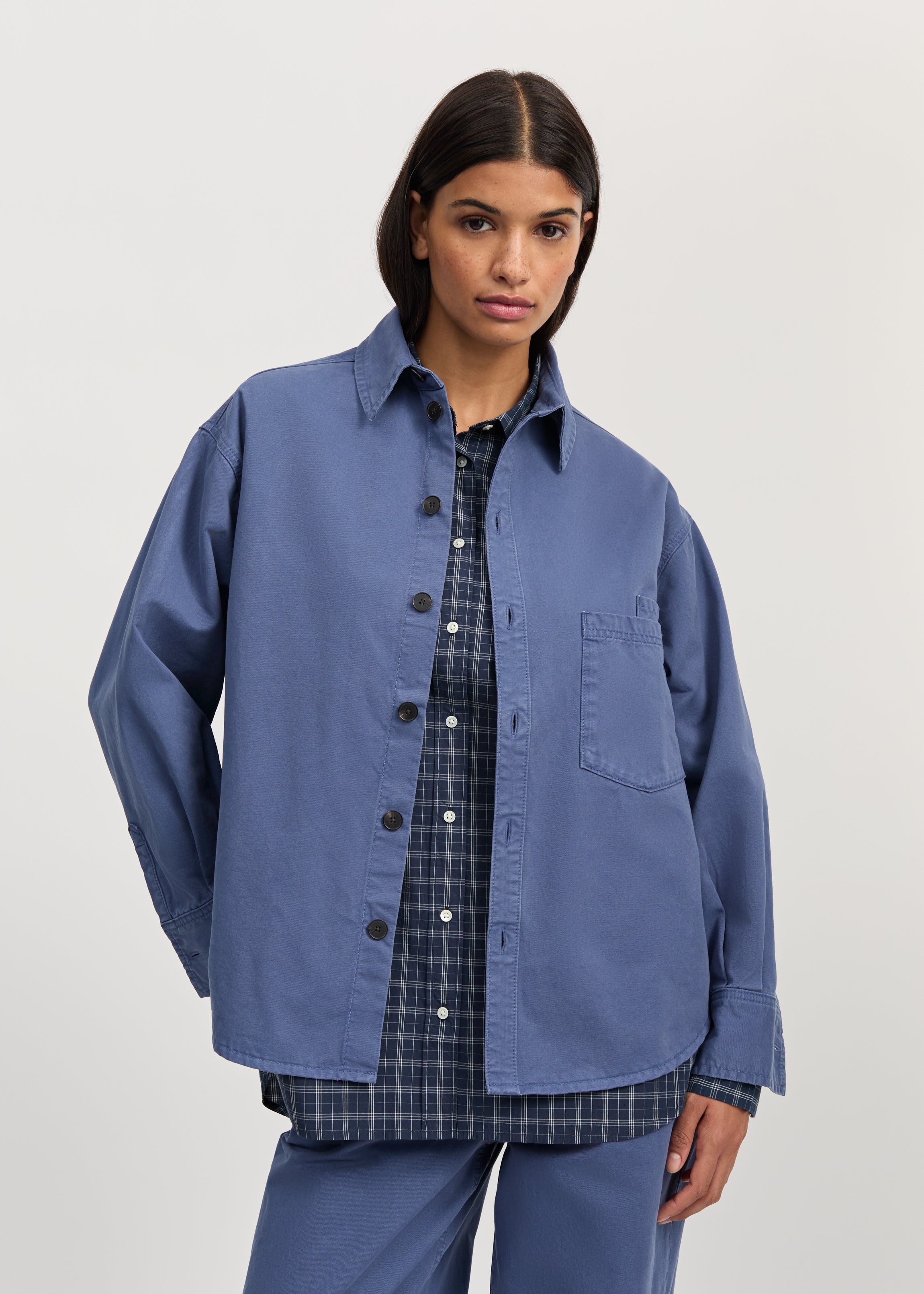 Casy shirt cotton | Washed French Blue Shirt Woven aiayu