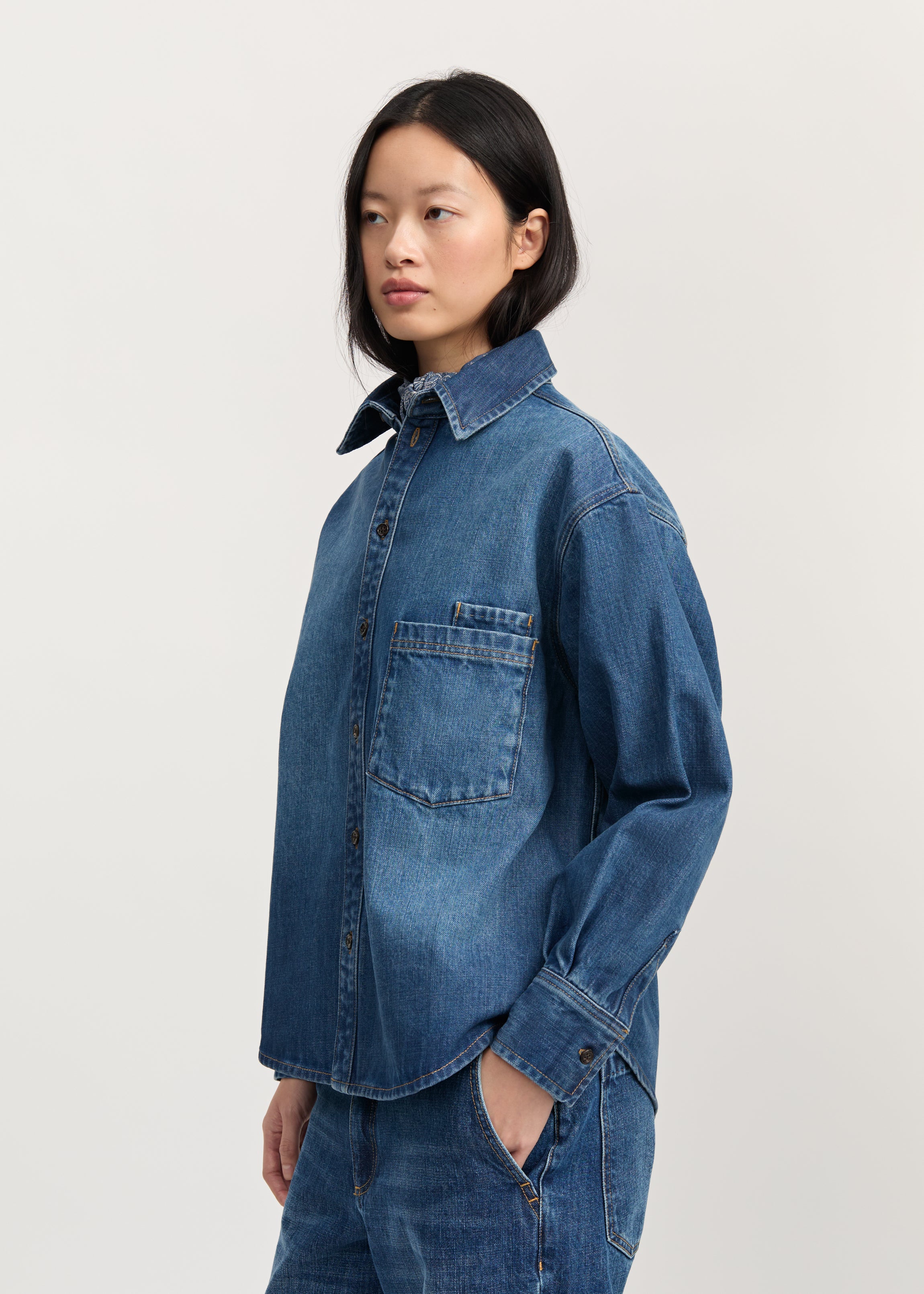 Casy shirt denim | Worn Blue Shirt Woven aiayu