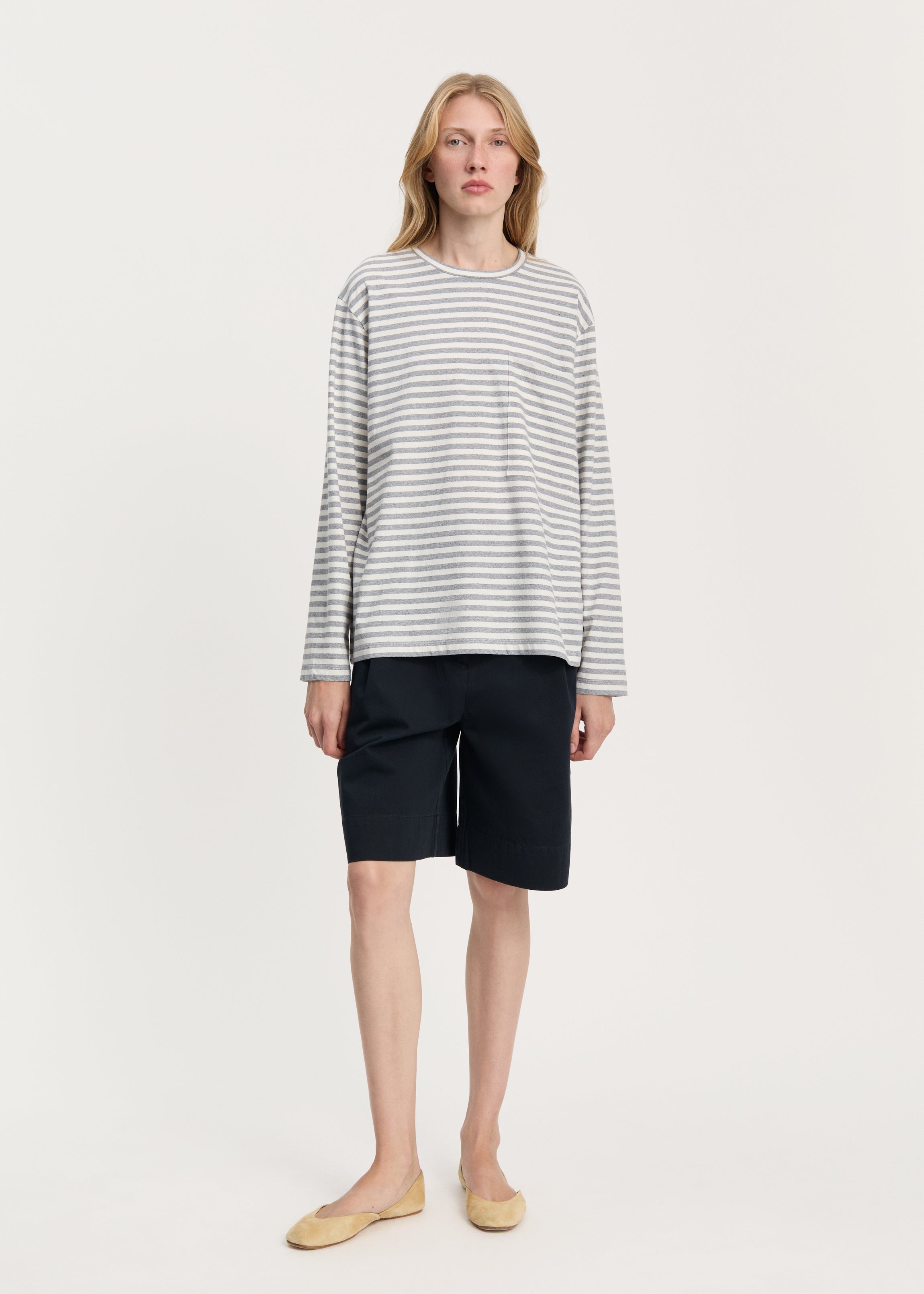 Circular long sleeve melange | Mix Grey Melange T-shirt aiayu