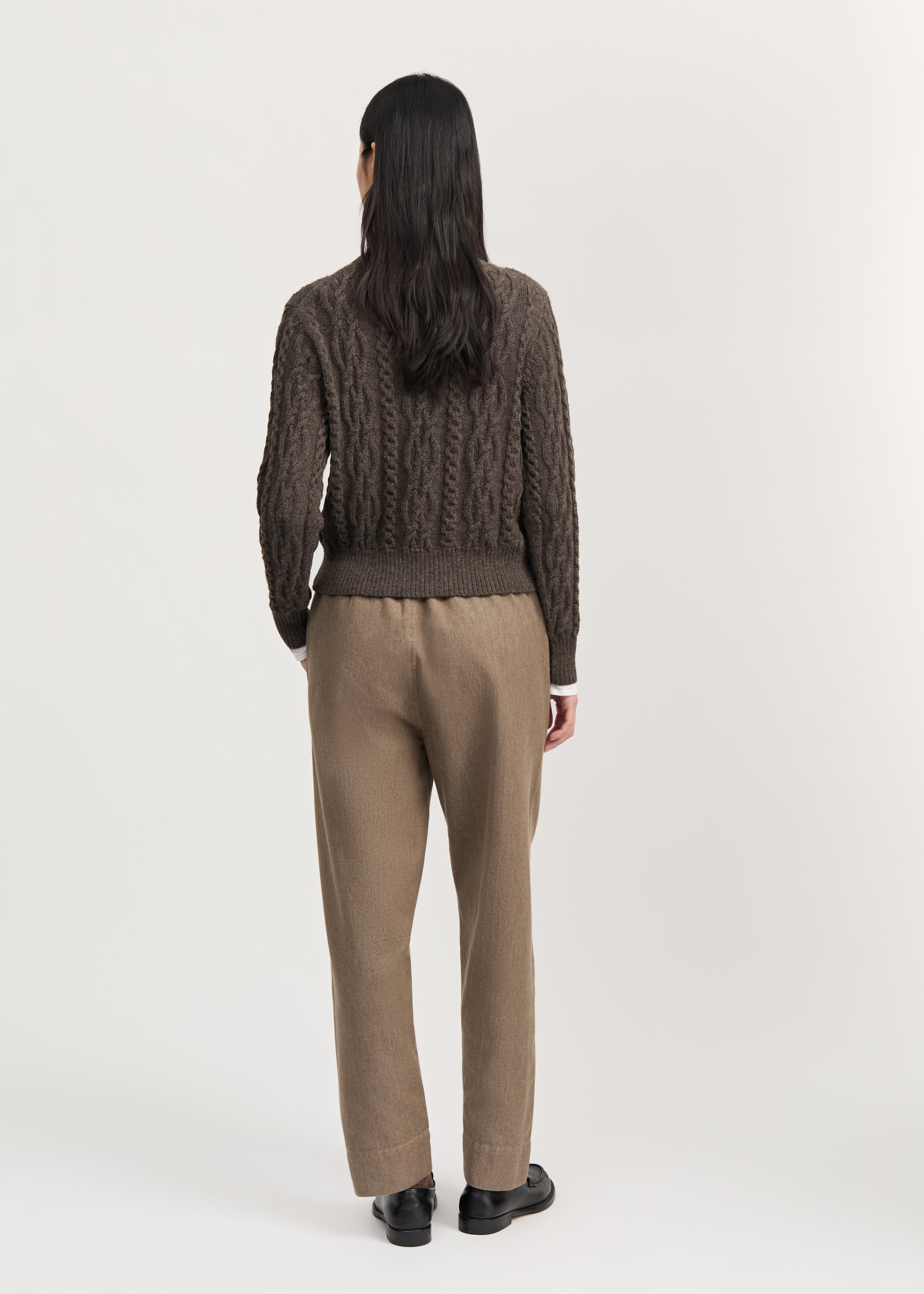 Coco pant twill | Smokey Brown Melange Pants aiayu