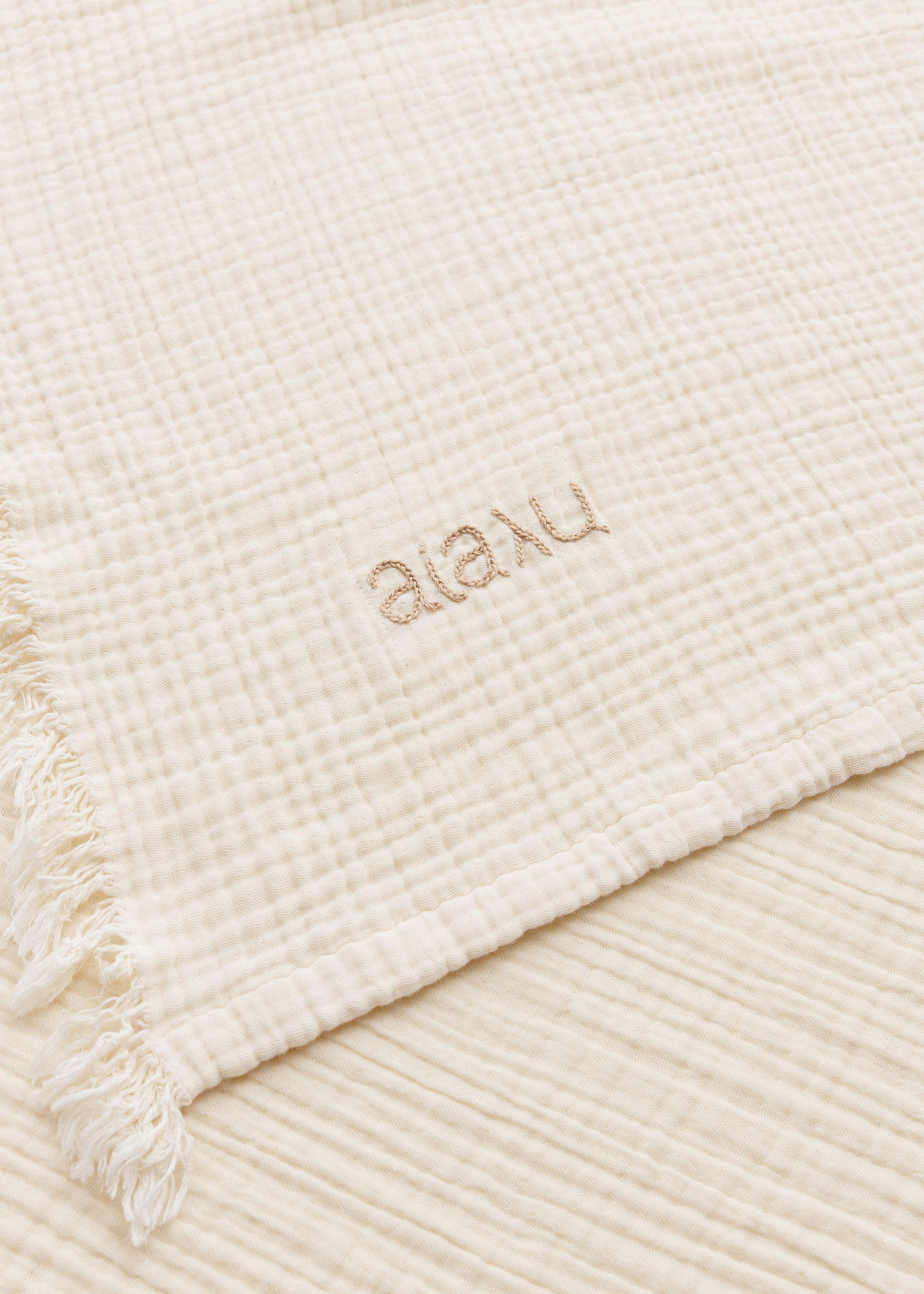 Cotton throw 150x200 | Pure Ecru Throw aiayu
