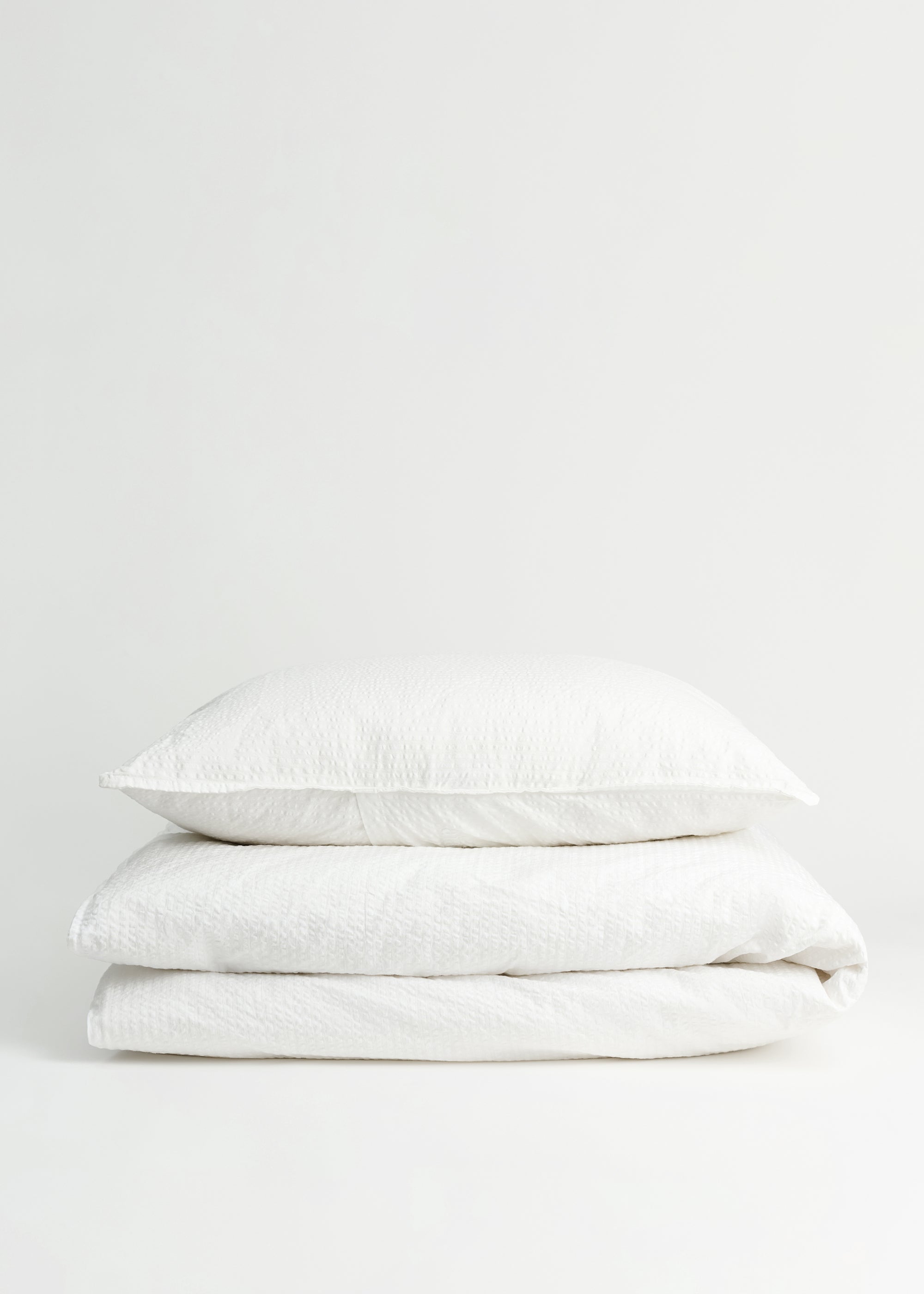 Duvet set seersucker 140x220 and pillow case | White Bedding aiayu