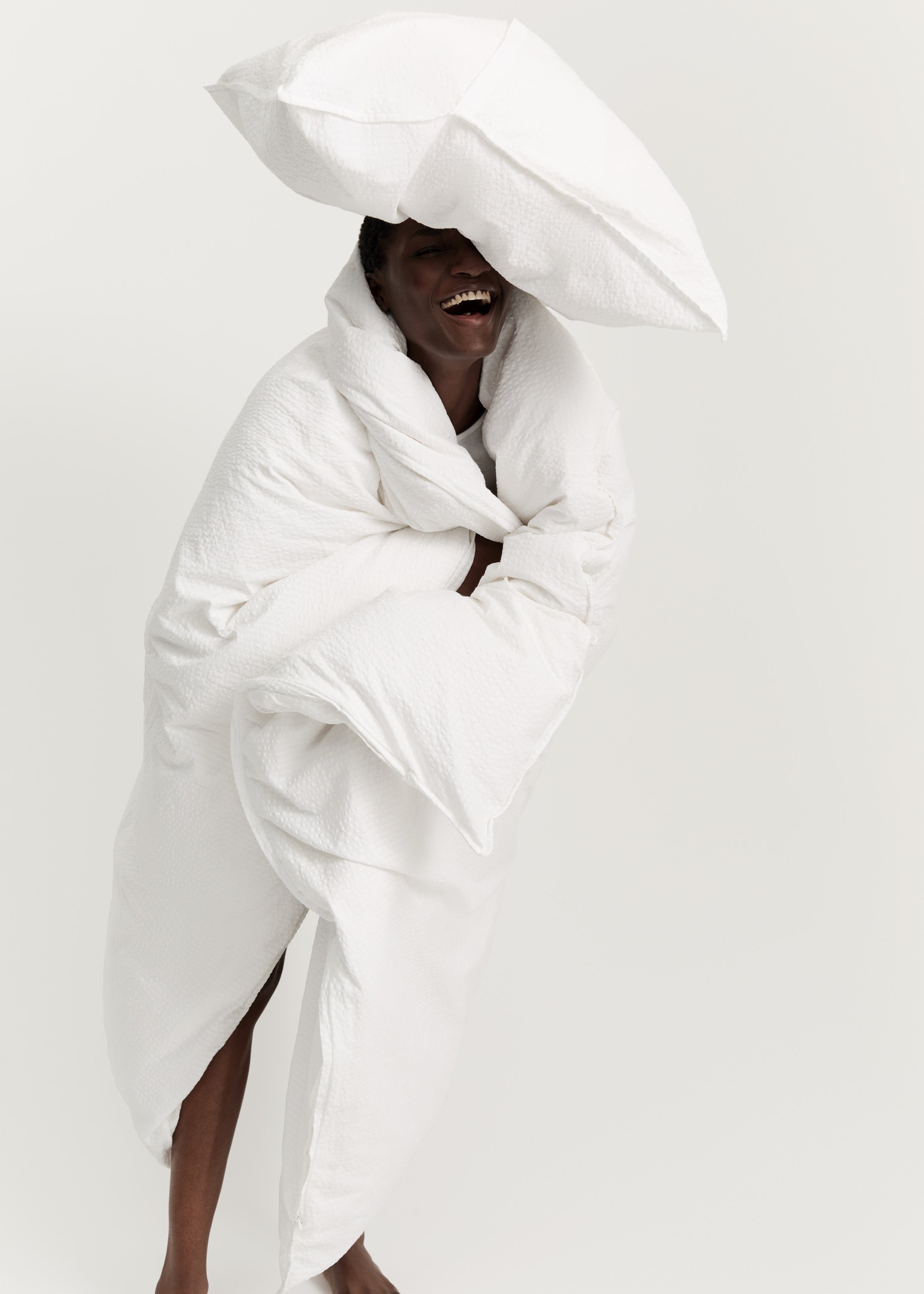 Duvet set seersucker 140x200 and pillow case | White Bedding aiayu