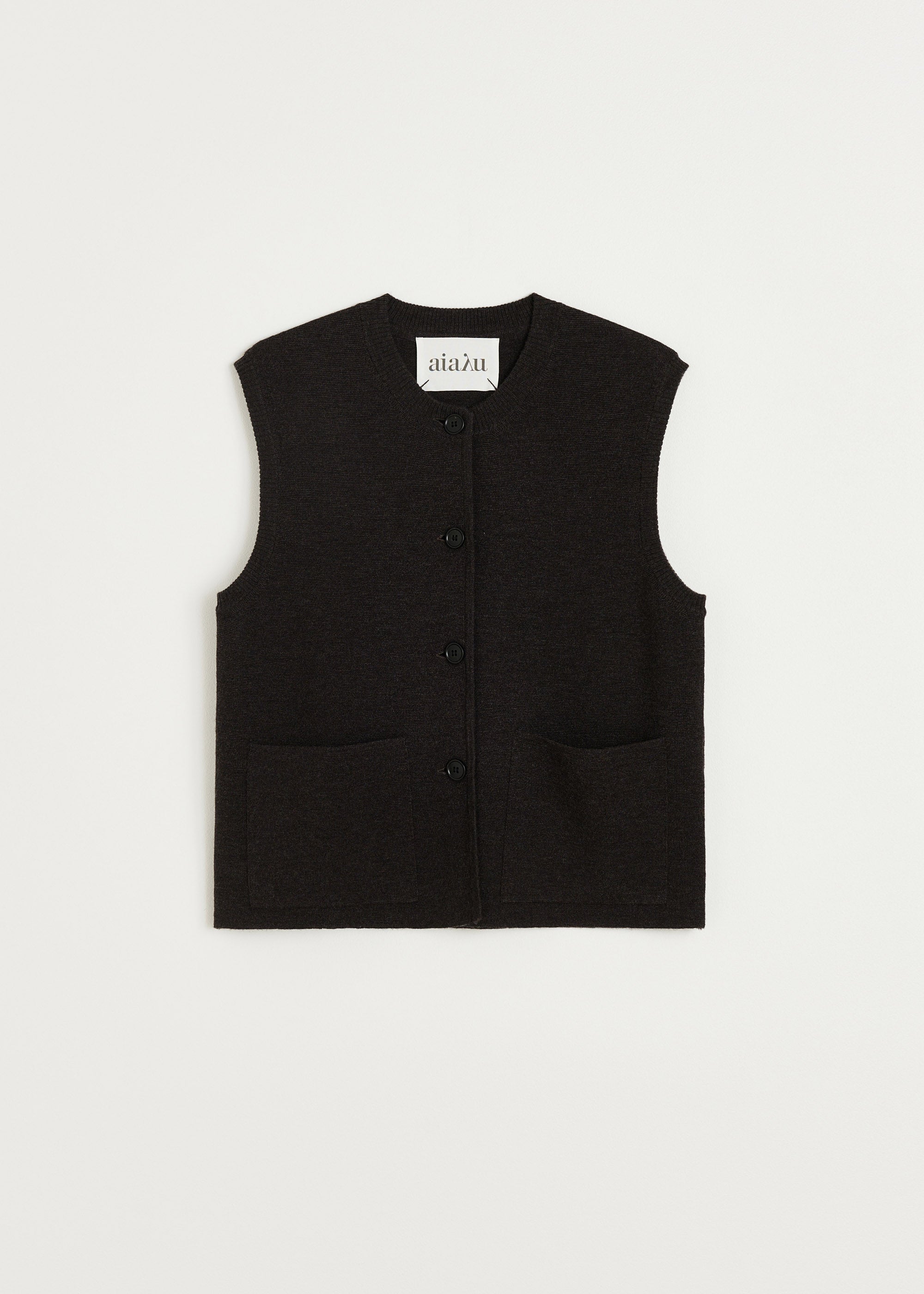 Elva vest – pure merino wool | Dark Brown Melange