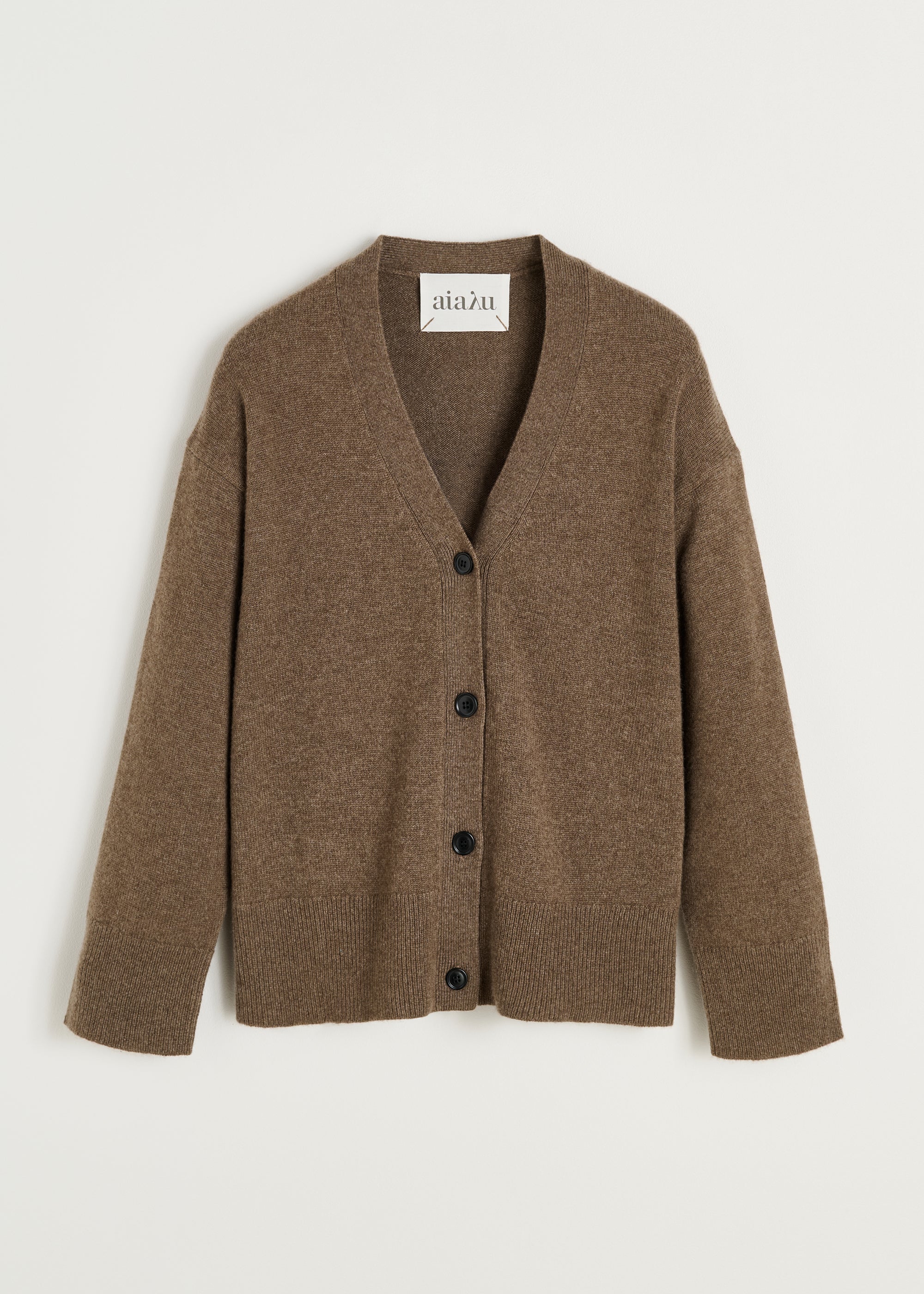 【INTÉRIM】NATURAL BROWN CASHMERE CARDIGAN Flora cardigan – cashmere | Pure Dark Brown