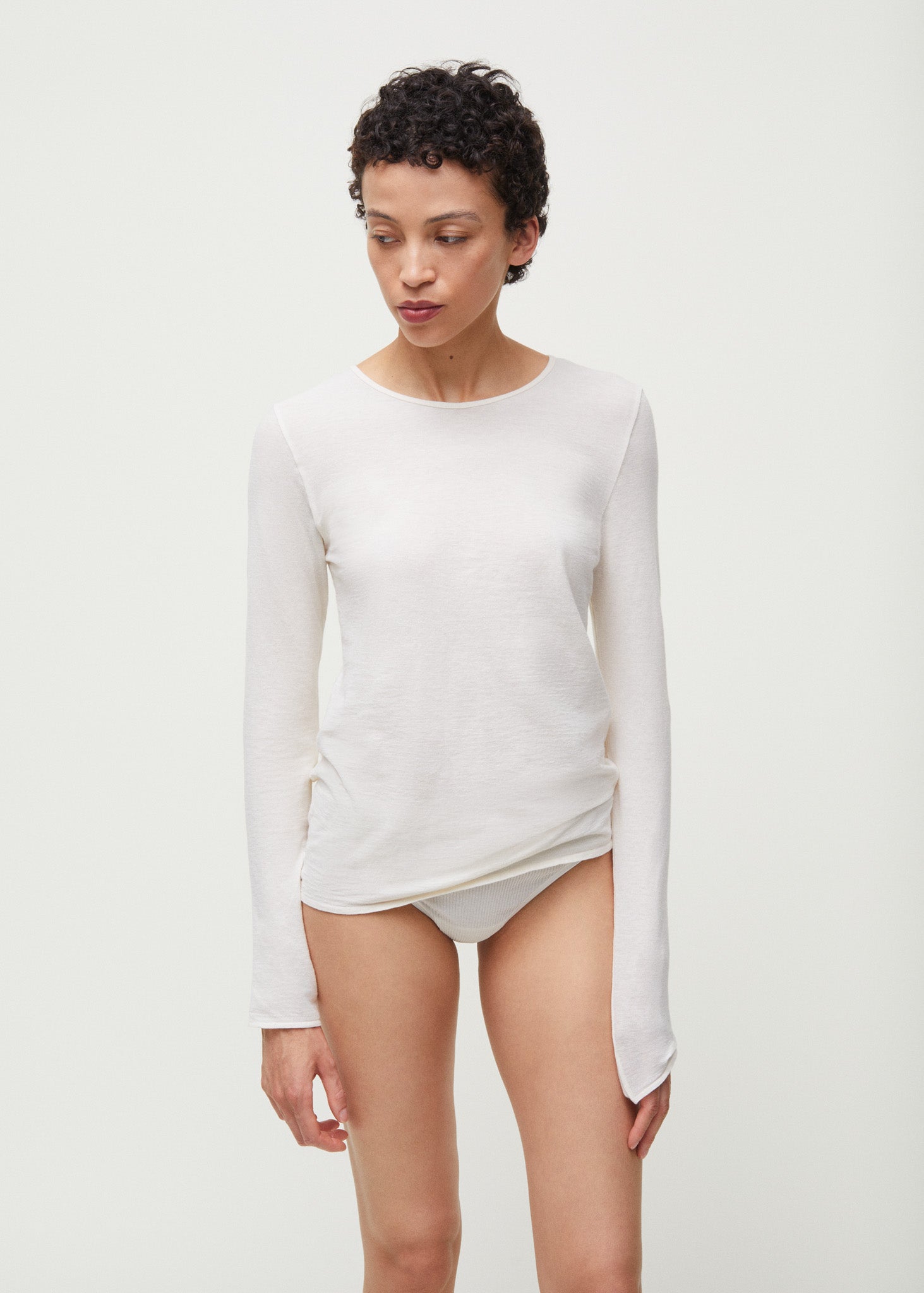 Gentle cashmere long sleeve White