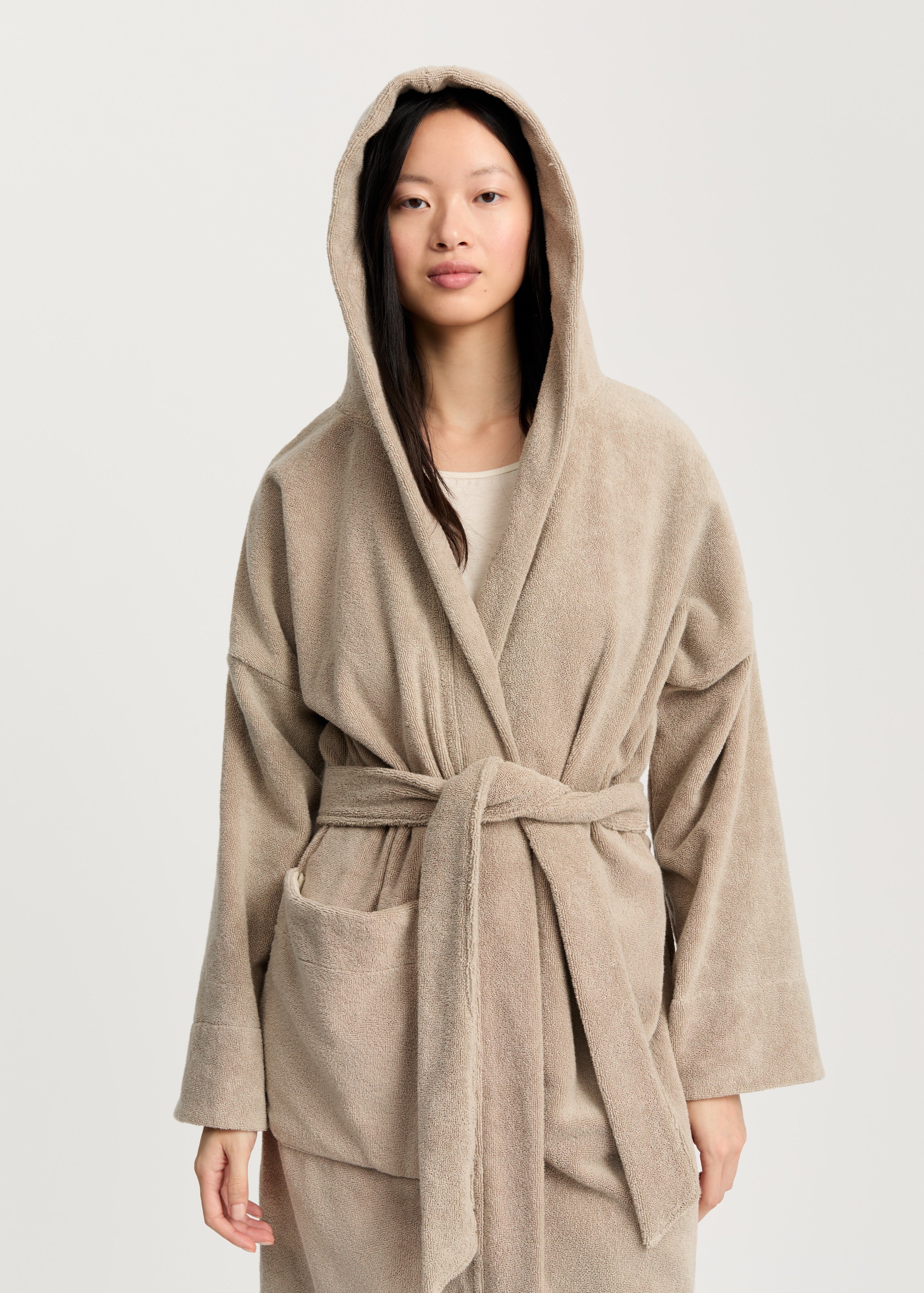 Hooded bathrobe terry | Dried Linen Bathrobe aiayu