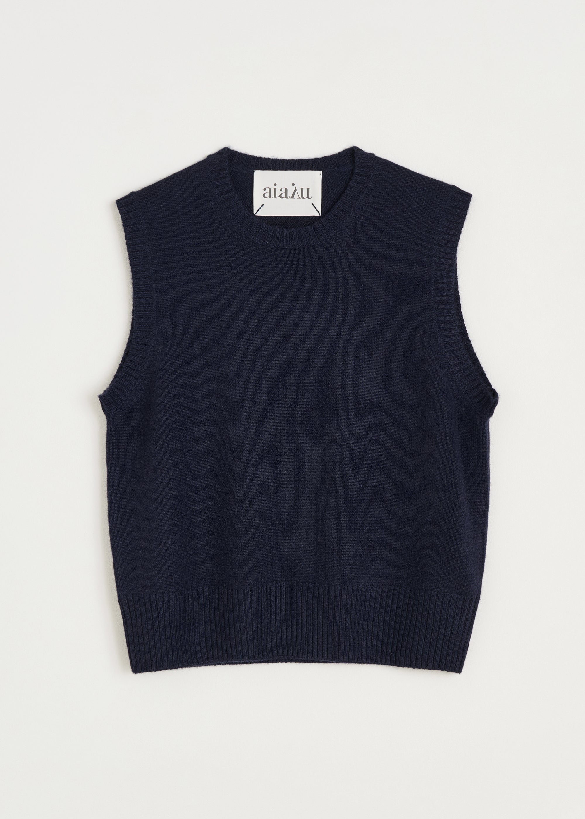 Ingeborg vest – pure cashmere | Black Blue Vest aiayu