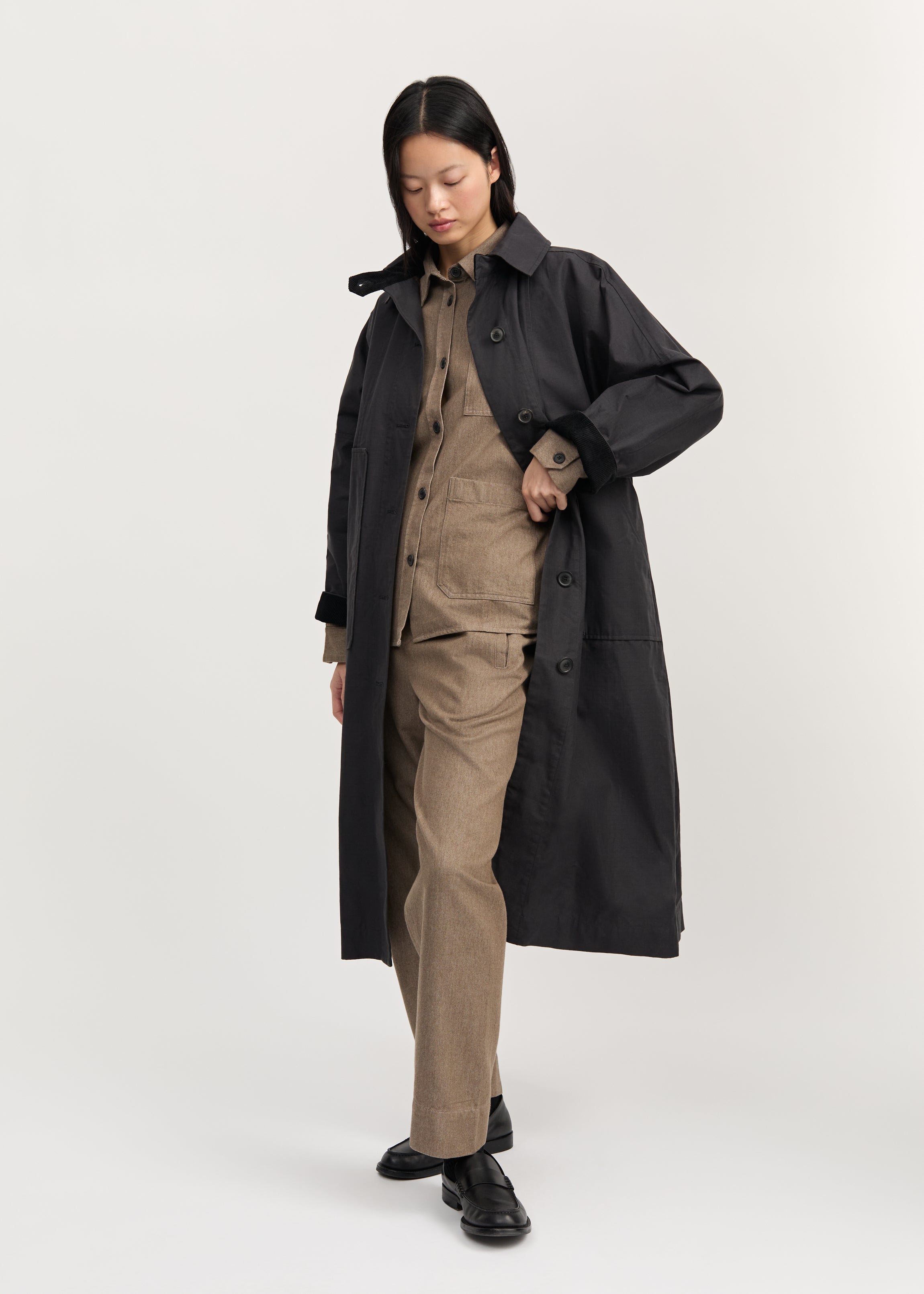 Jay coat ripstop oilskin silkwax | Antracite Coat aiayu