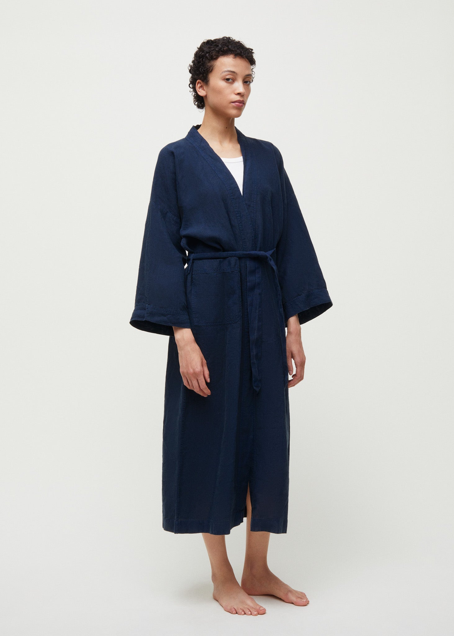 Kimono linen | Navy Bathrobe aiayu