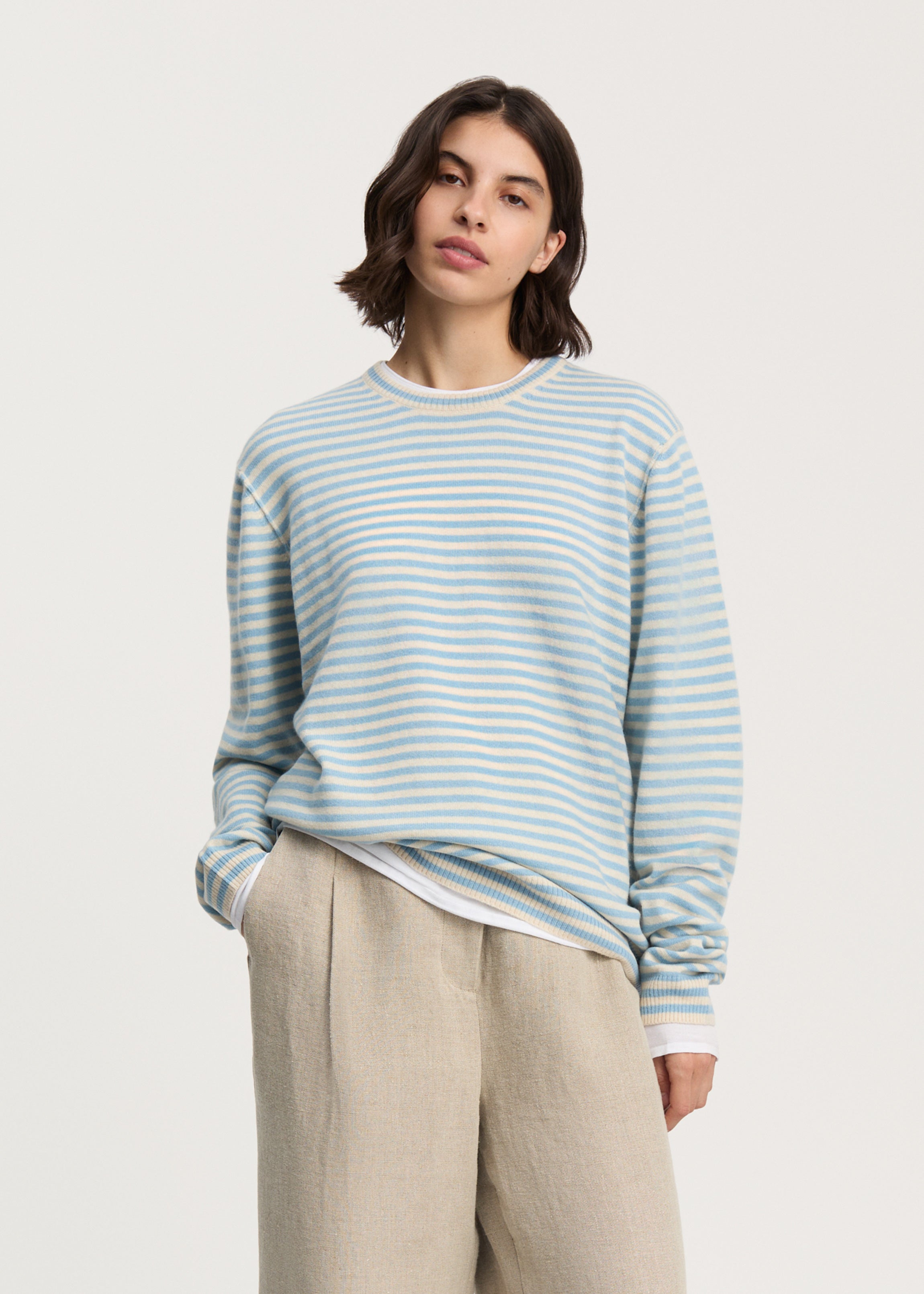 Leonardo sweater – pure cashmere | Mix Opal Blue