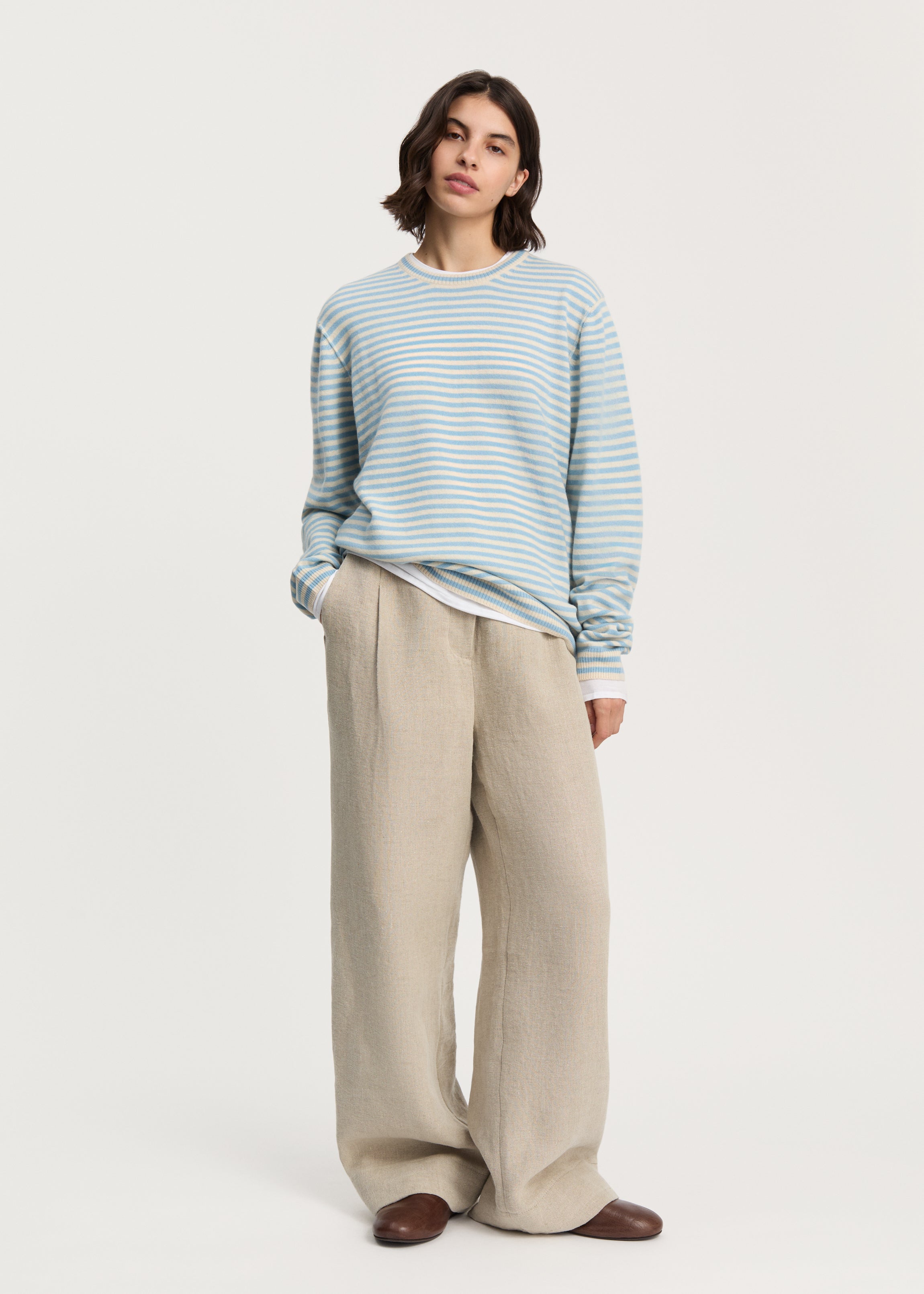 Leonardo sweater – pure cashmere | Mix Opal Blue