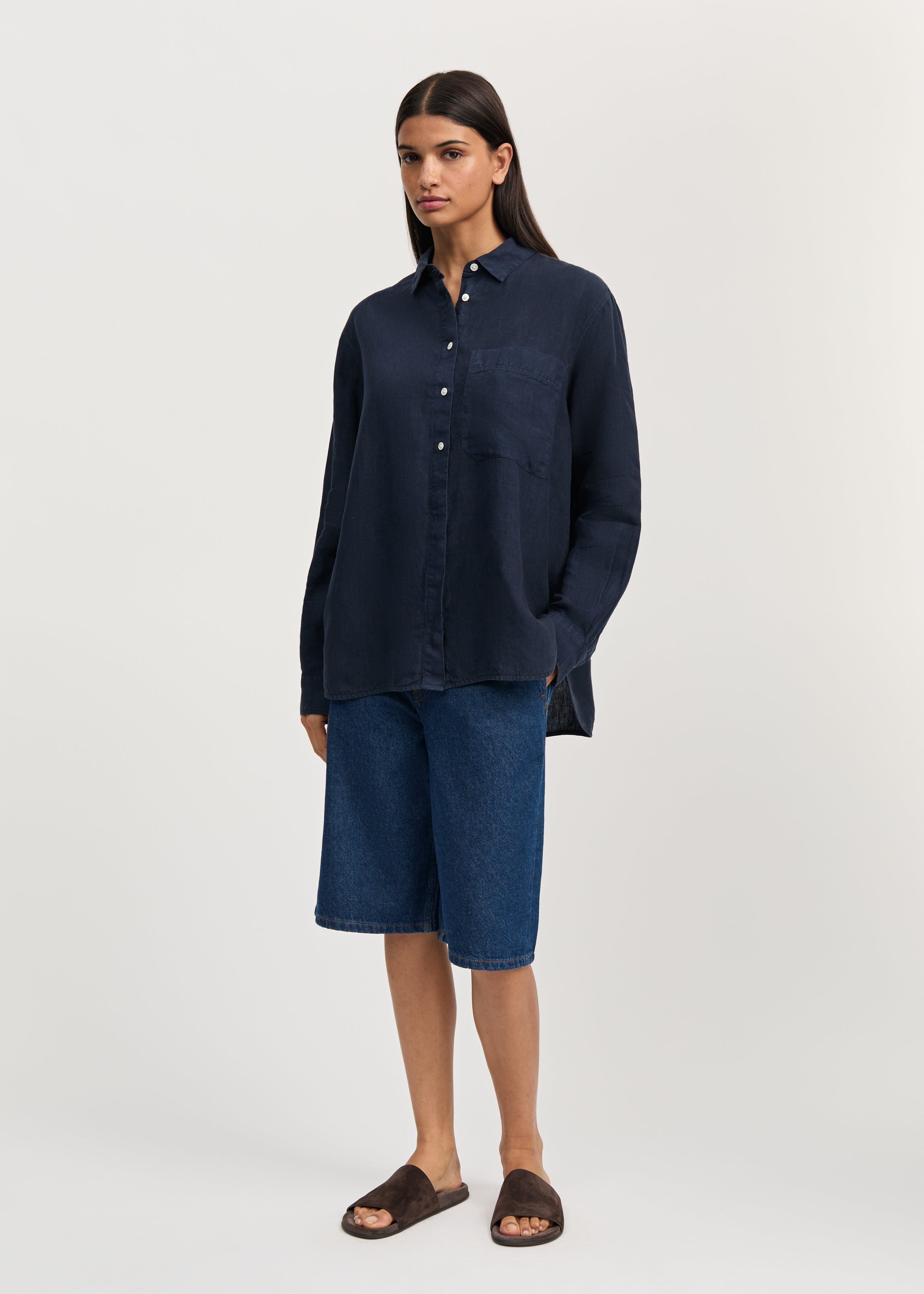 Lynette shirt linen | Navy Shirt Woven aiayu