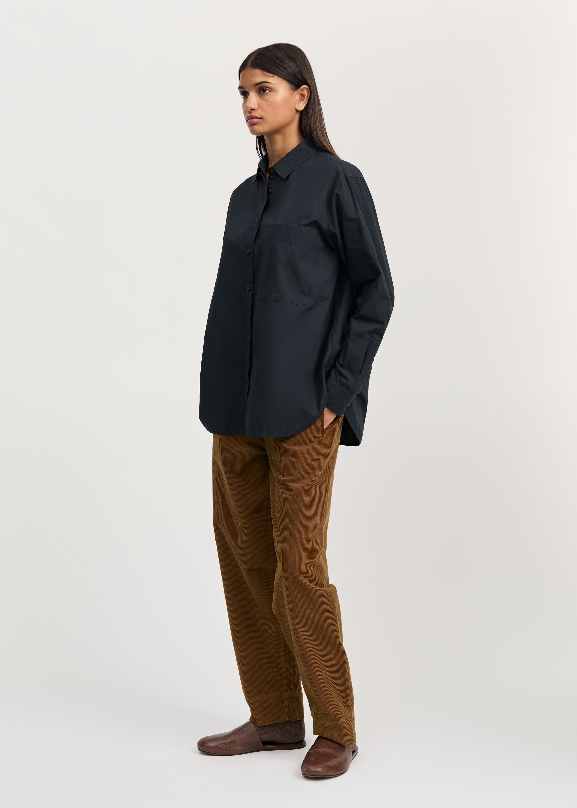 Lynette shirt dark horn | Black Navy Shirt Woven aiayu