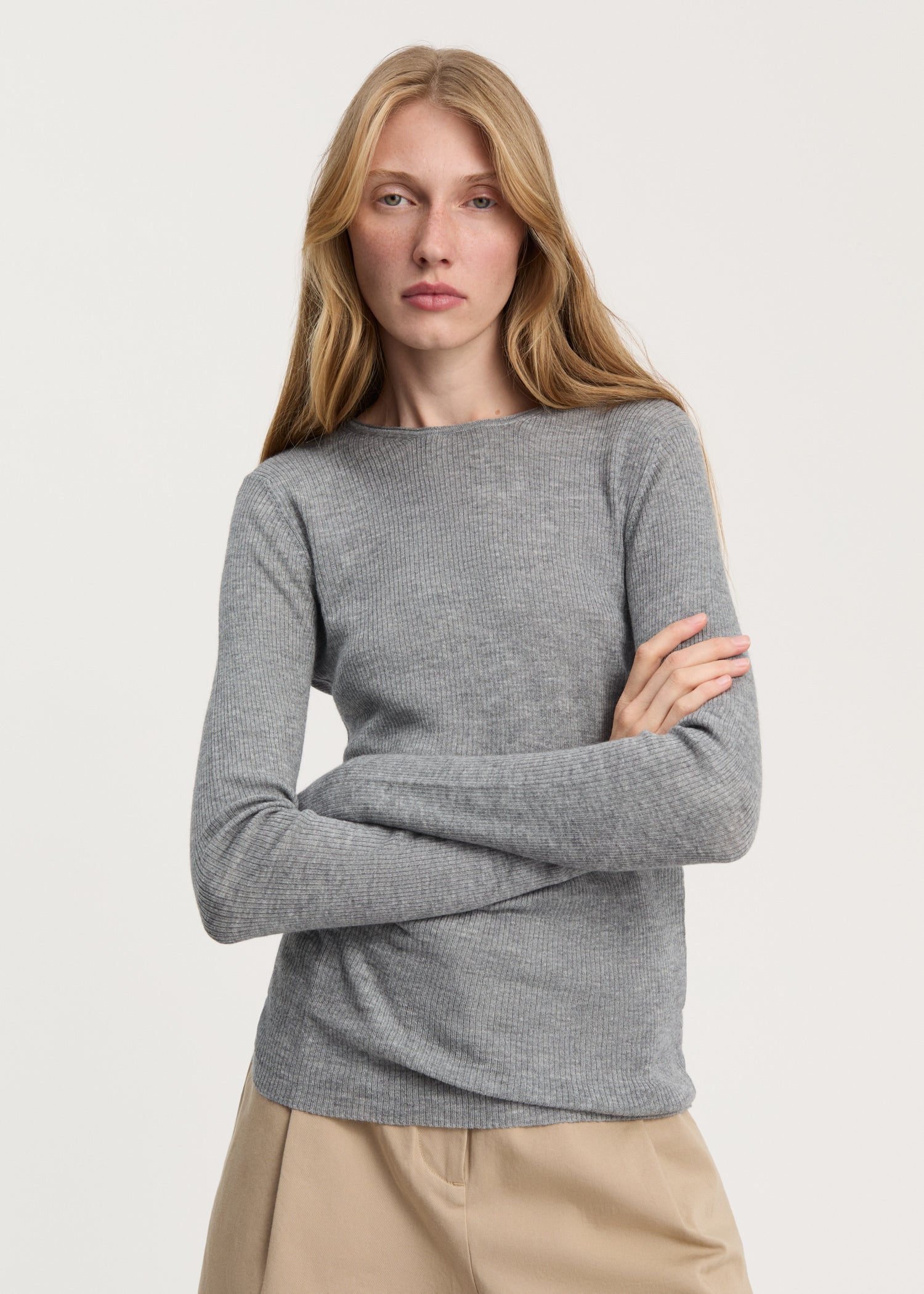 Madigan blouse – cashmere | Grey Melange Blouse aiayu