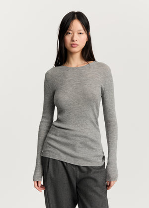 Madigan blouse – cashmere | Grey Melange Blouse aiayu
