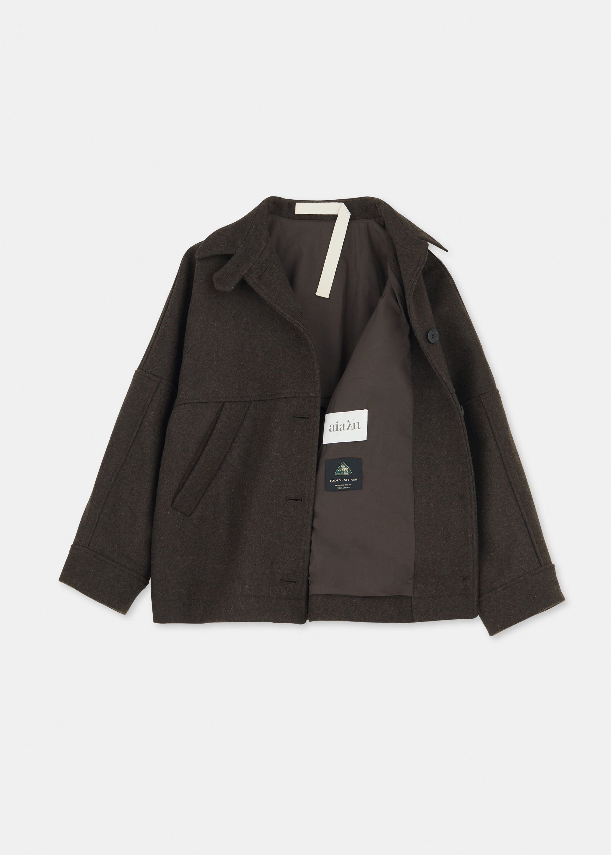Moa jacket – loden wool | Pure Dark Brown Coat aiayu