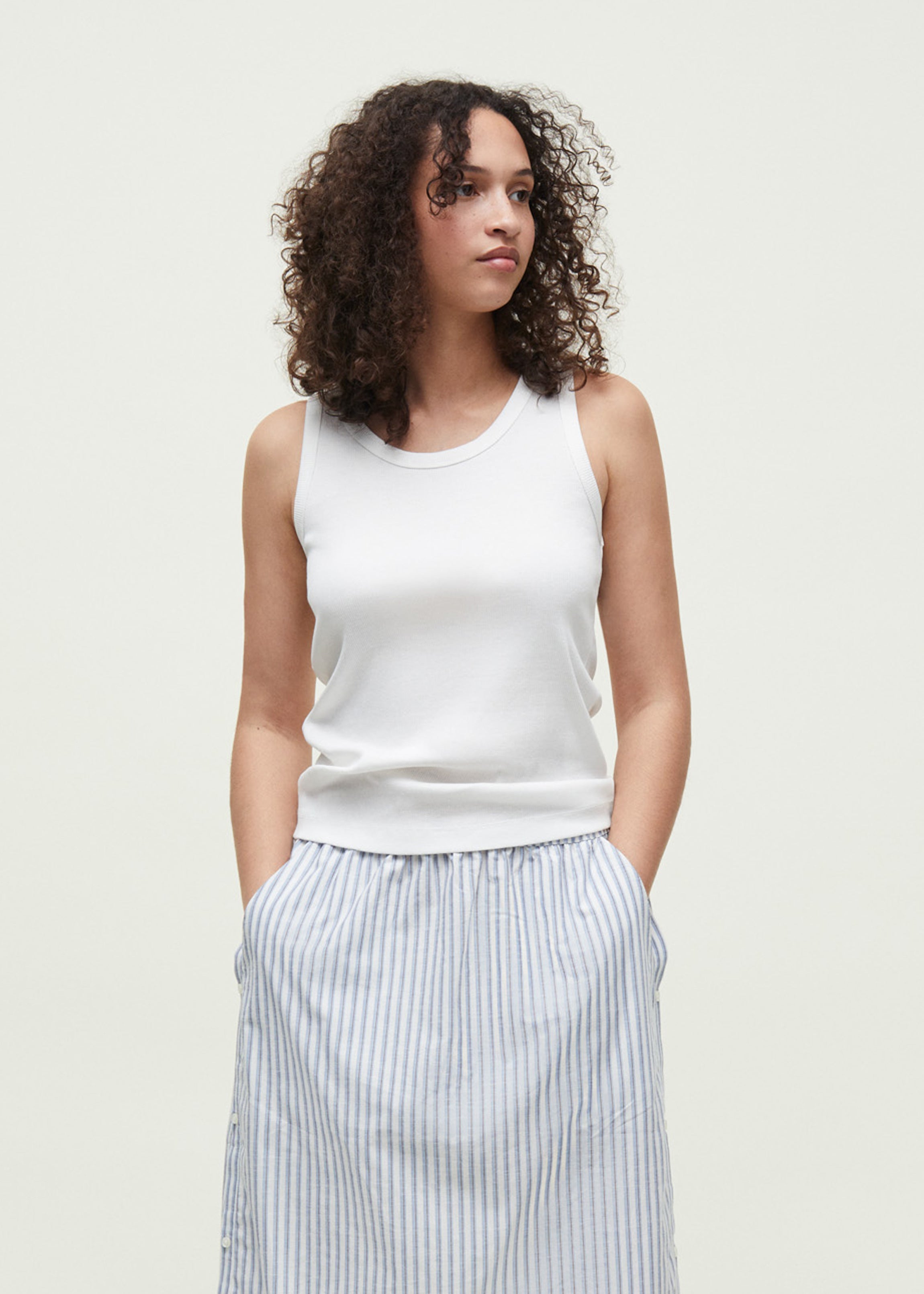 Rib tank top | Off White Top aiayu