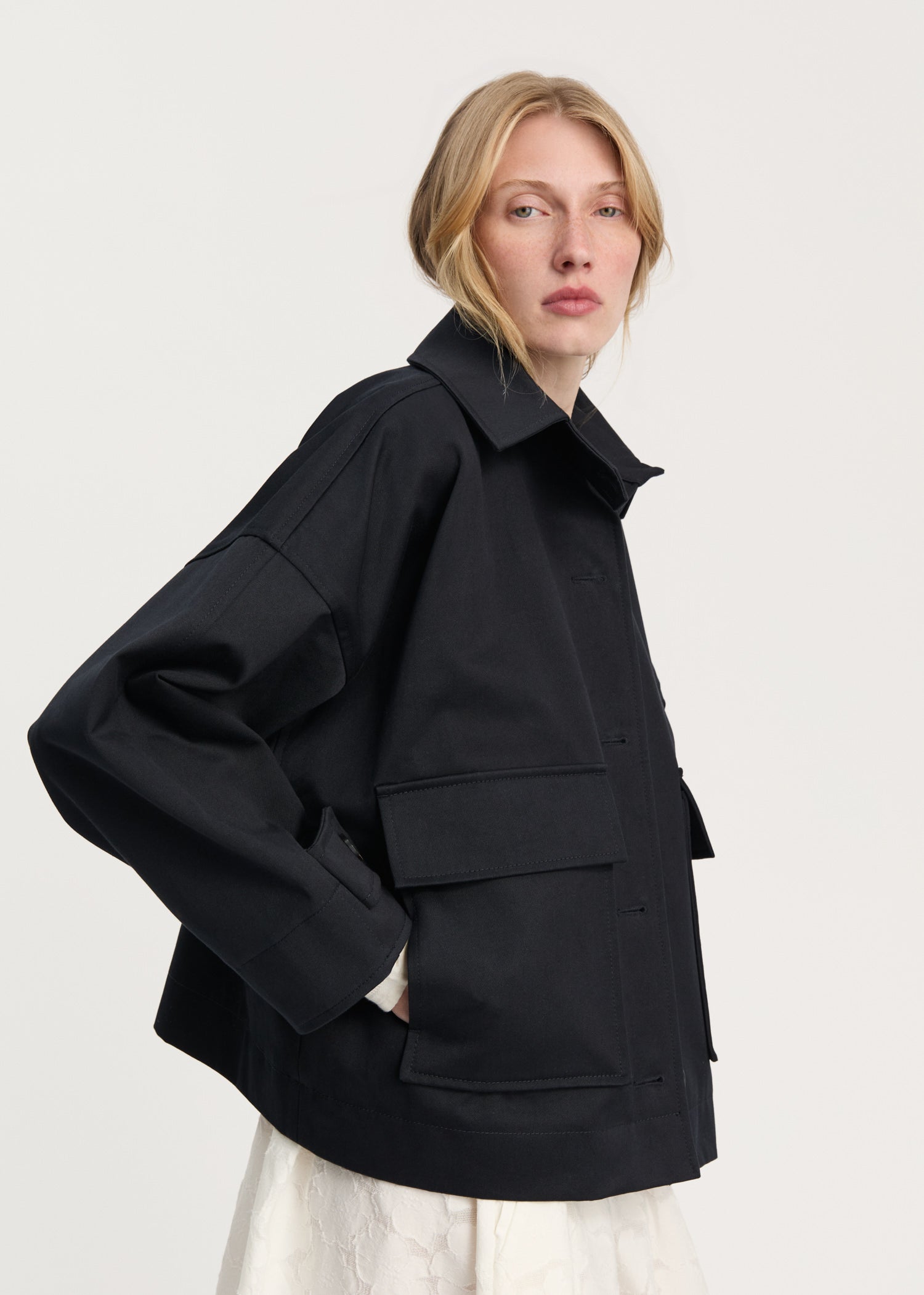 Ritu jacket twill | Black Navy Jacket aiayu