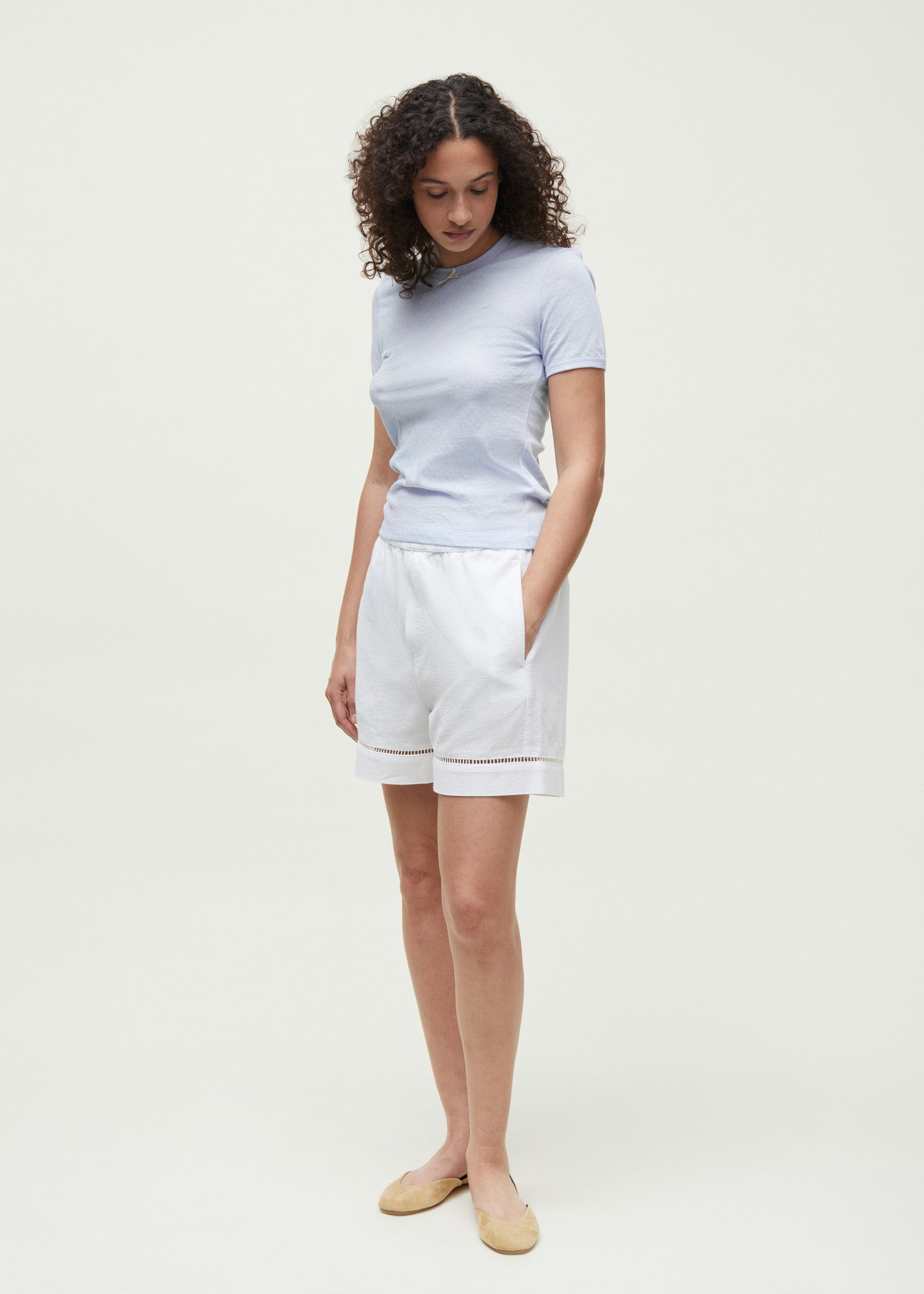 Shorts waffle | White Shorts aiayu