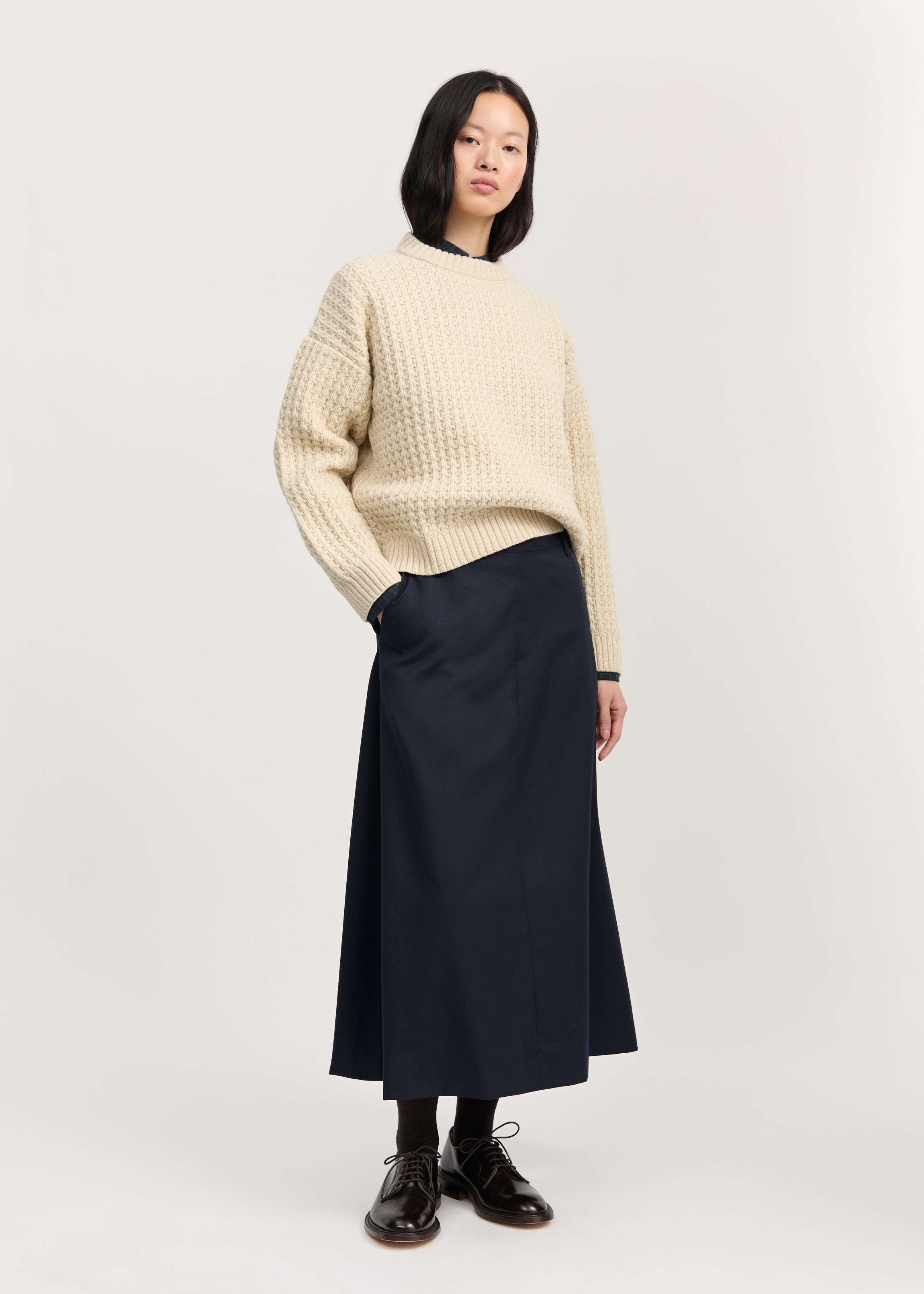 Stella skirt fine wool | Black navy Skirt aiayu