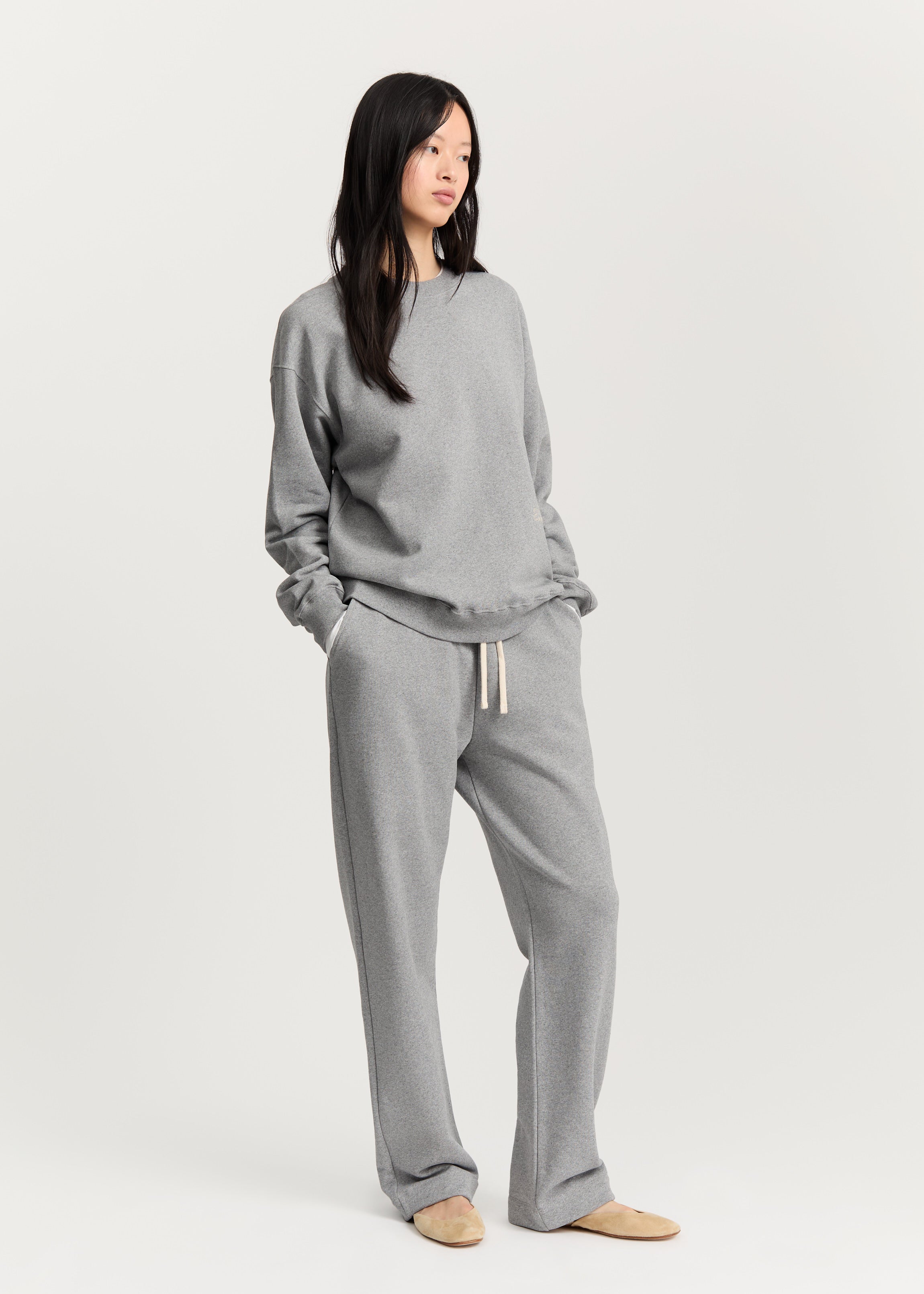 Stitched circular sweatshirt | Grey Melange Sweatshirt aiayu