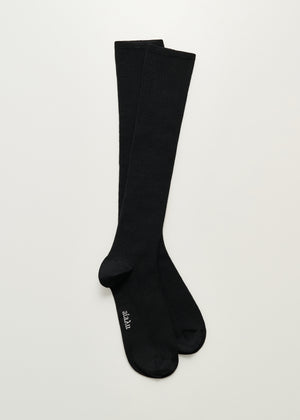 Wool knee socks | Black Socks aiayu