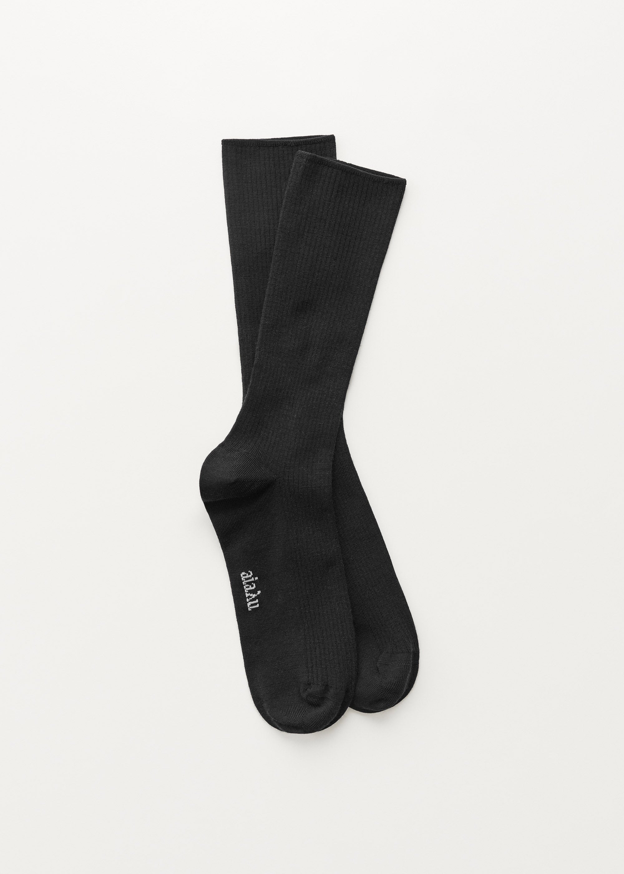 Wool rib socks | Black Socks aiayu