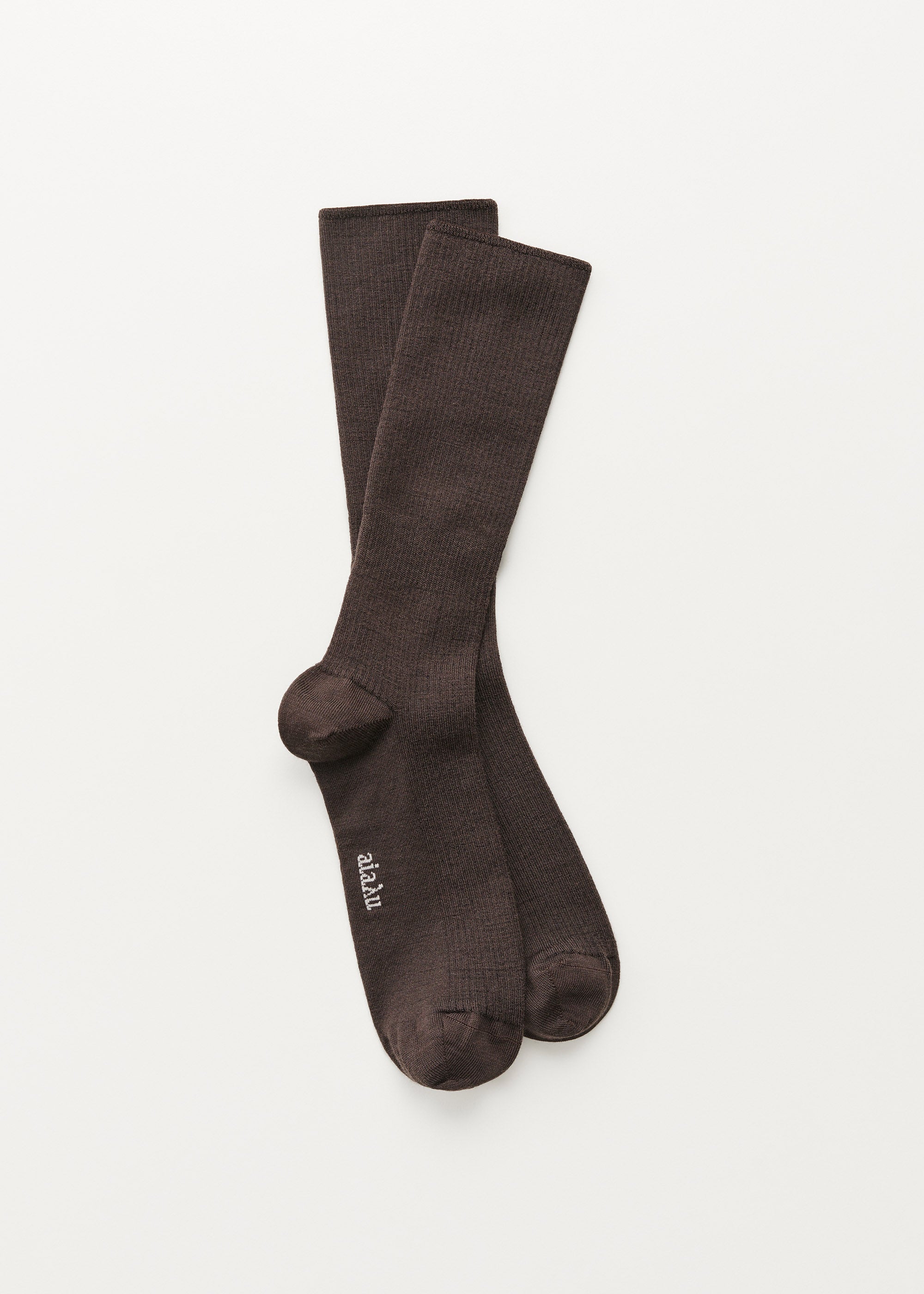 Wool rib socks | Brown Socks aiayu
