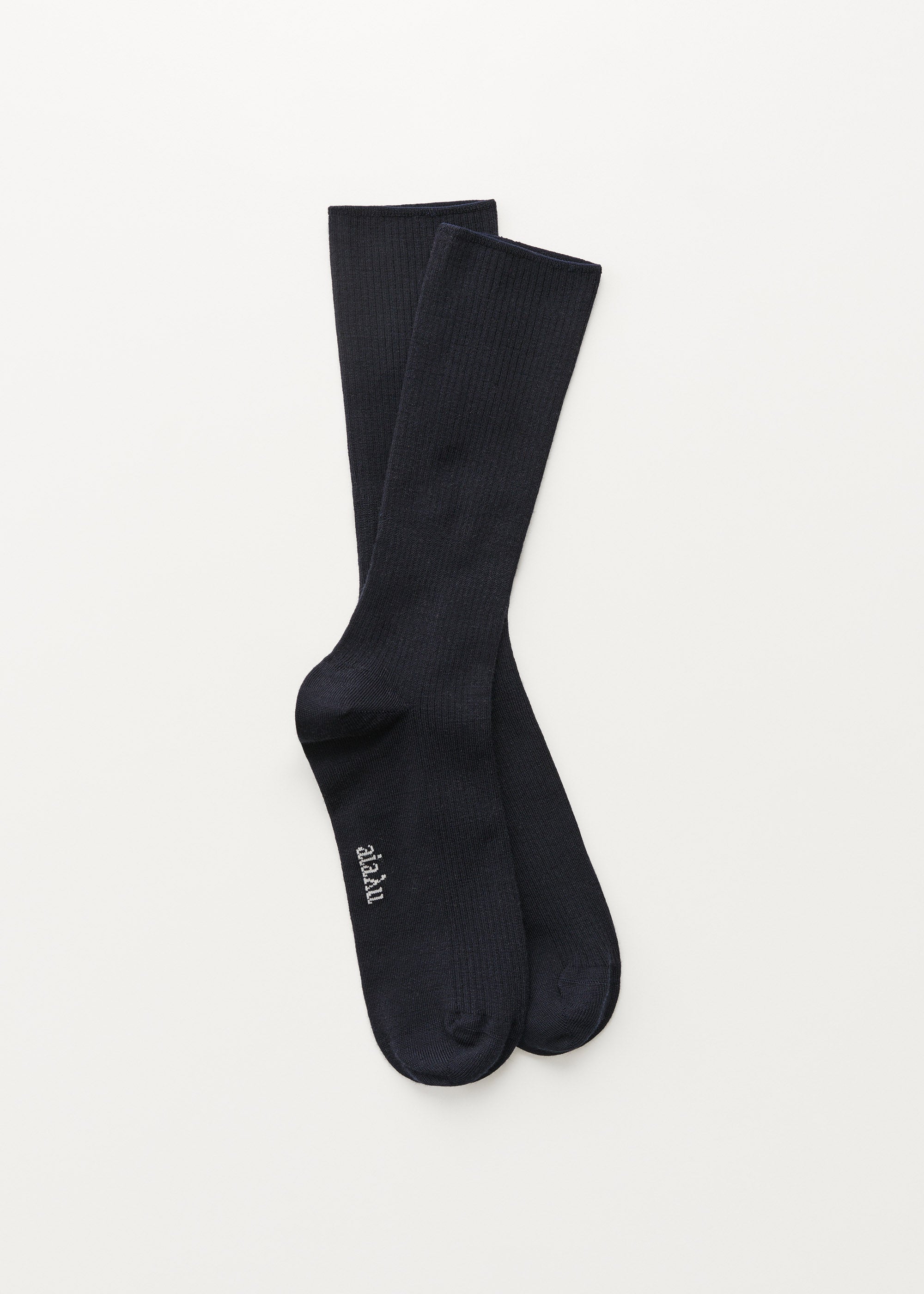 Wool rib socks | Navy Socks aiayu