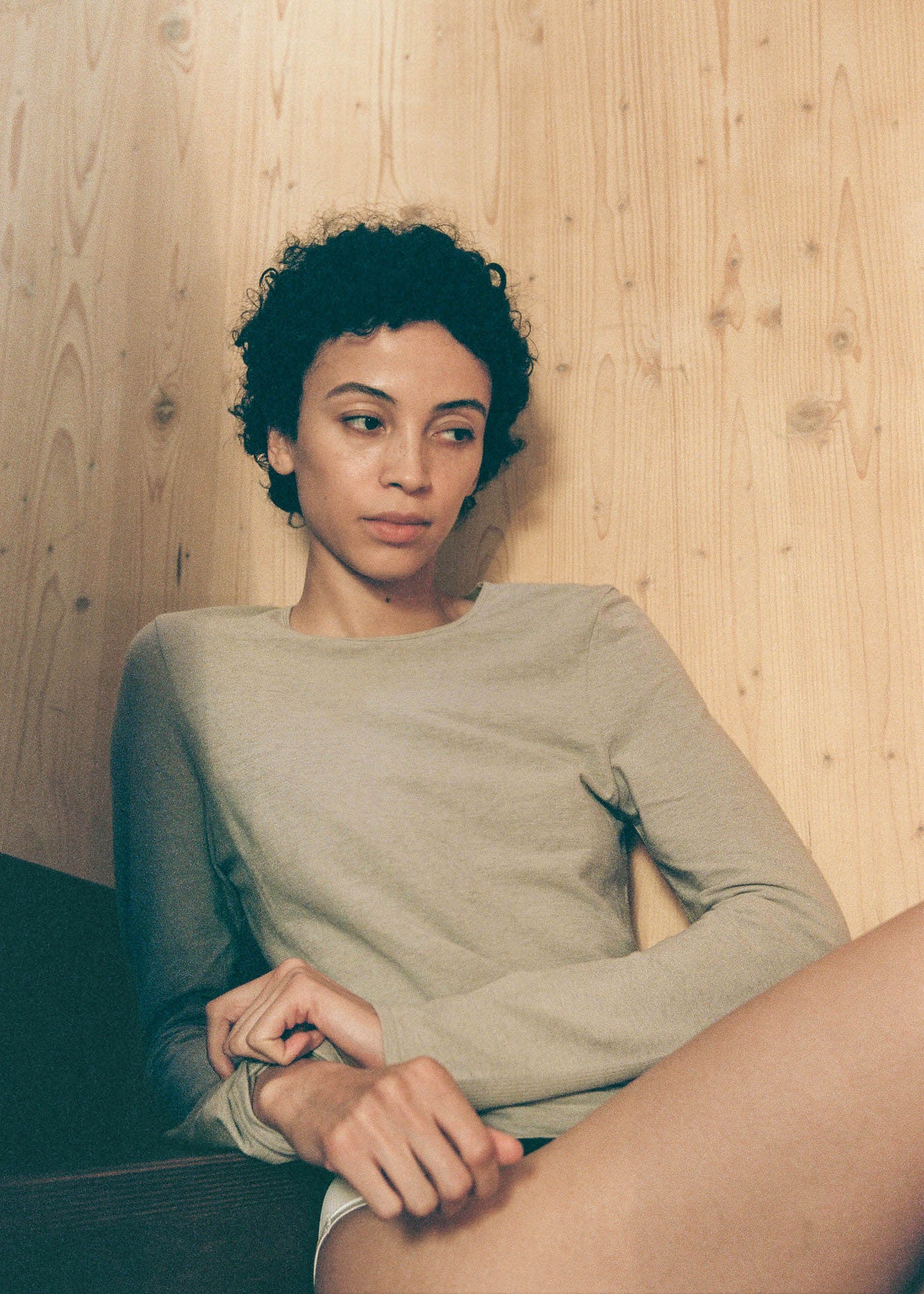 Gentle long sleeve – cashmere | Grey Blouse aiayu