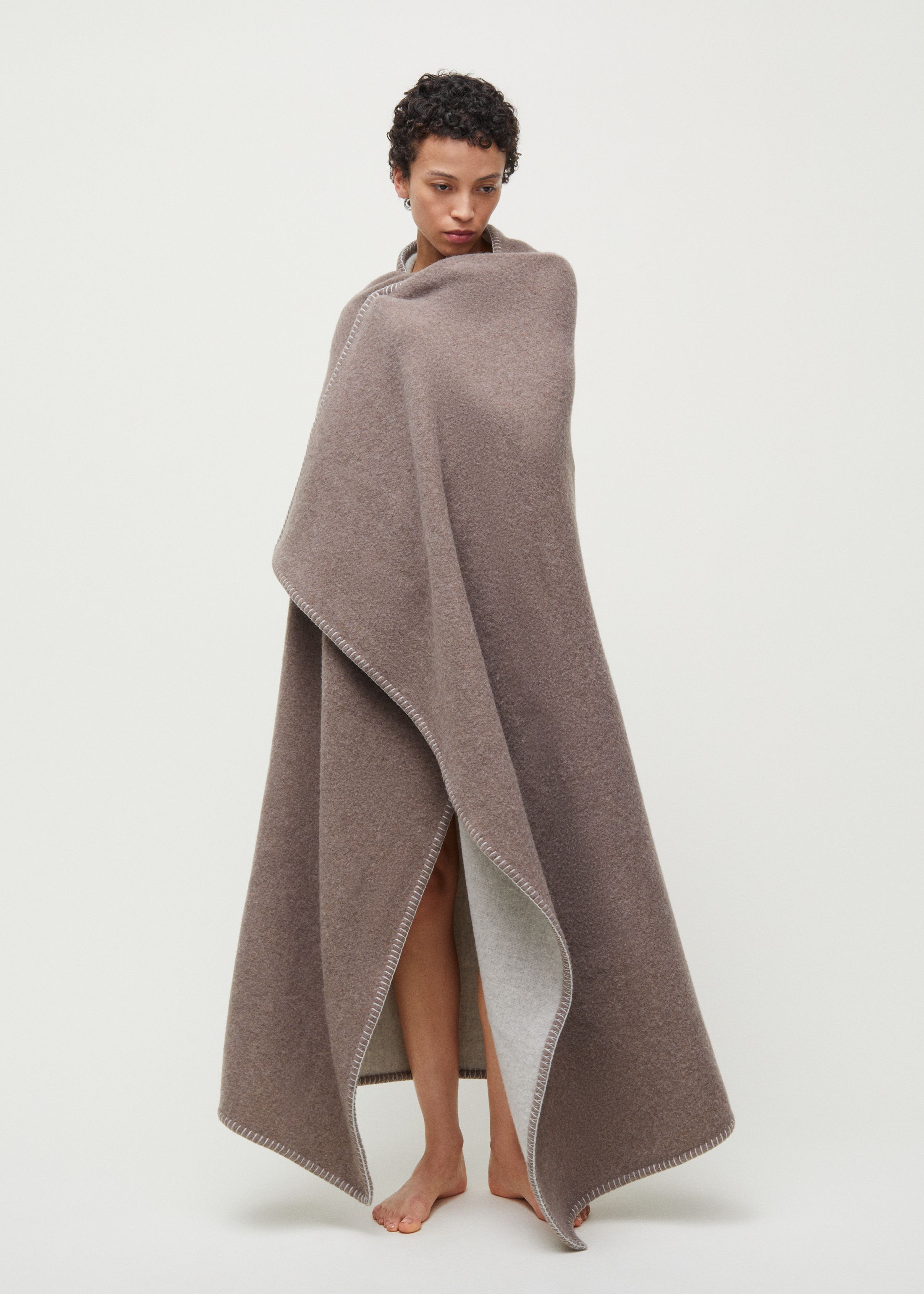Veda recycled wool throw | Mix Brown