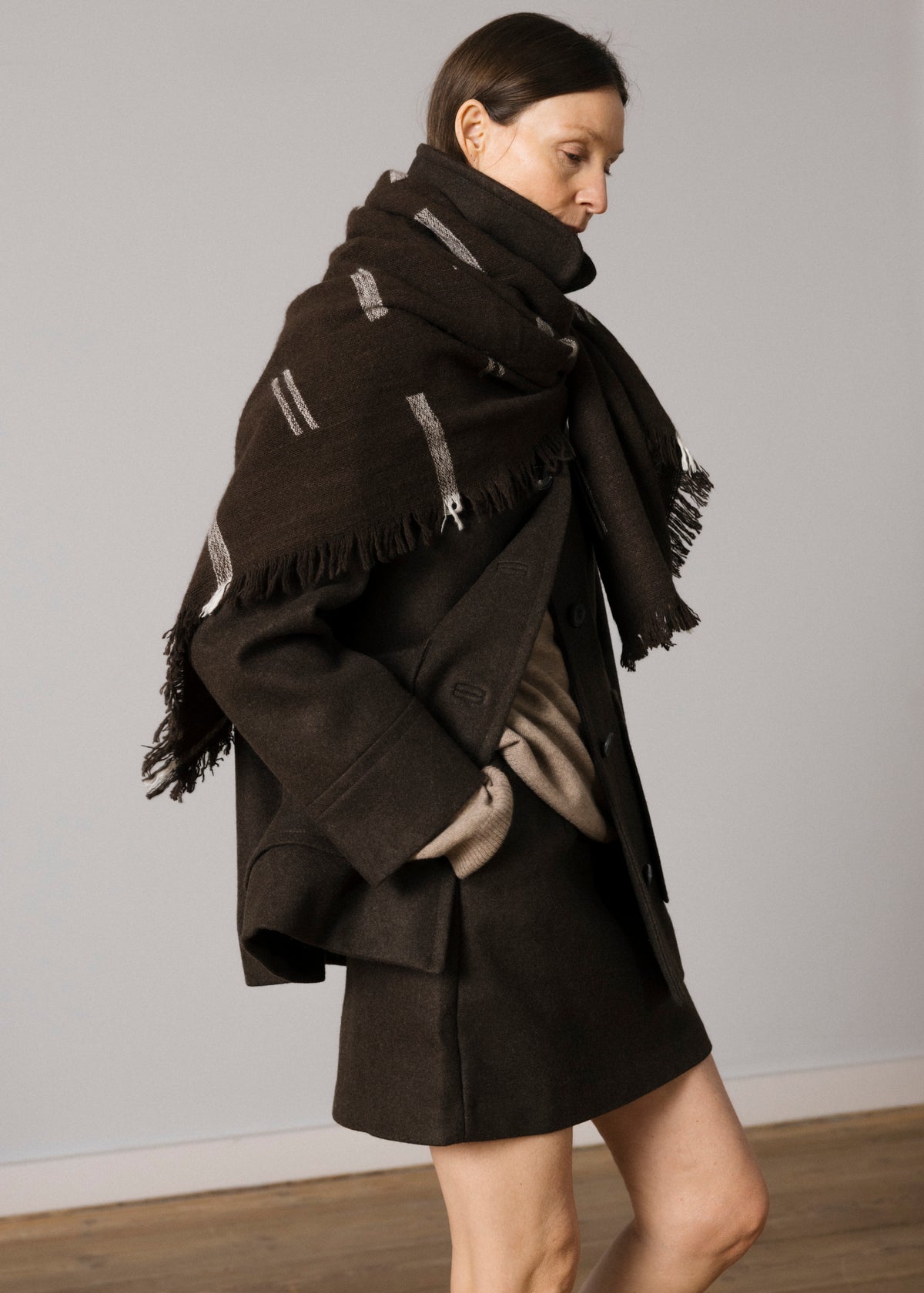 Jamie jacket loden – wool | Pure dark brown Coat aiayu