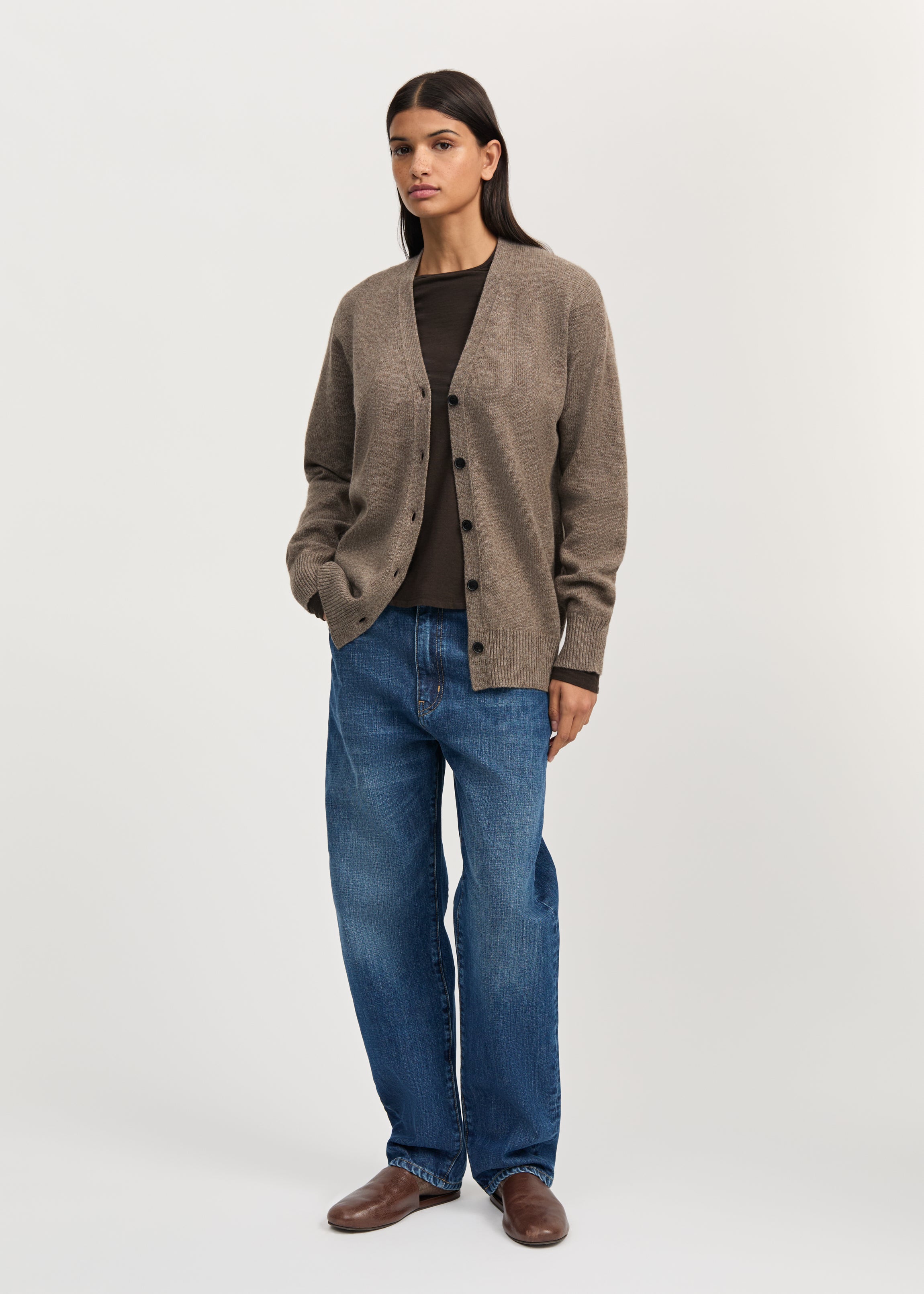 Alexa cardigan – yak | Pure Light Brown Cardigan aiayu