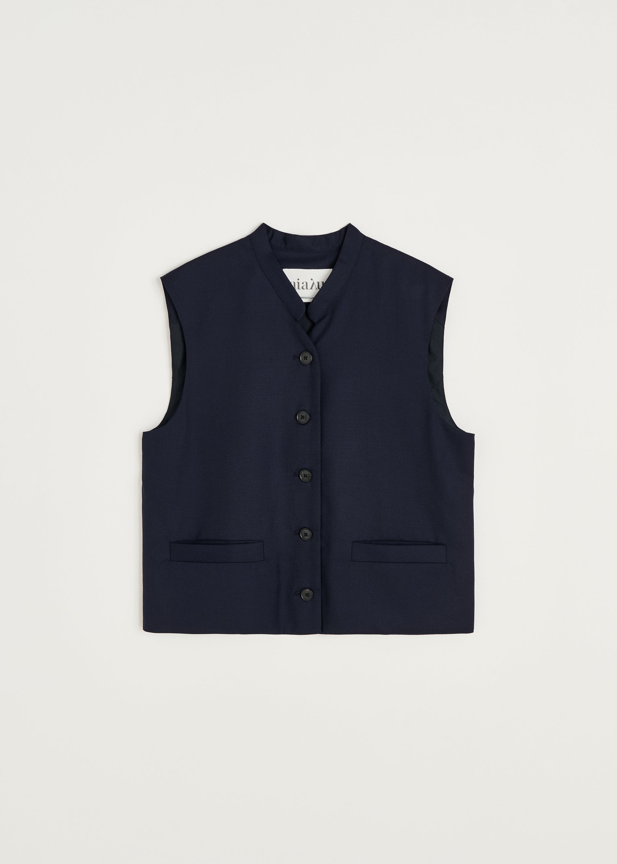 Angela vest fine wool | Black navy Vest aiayu