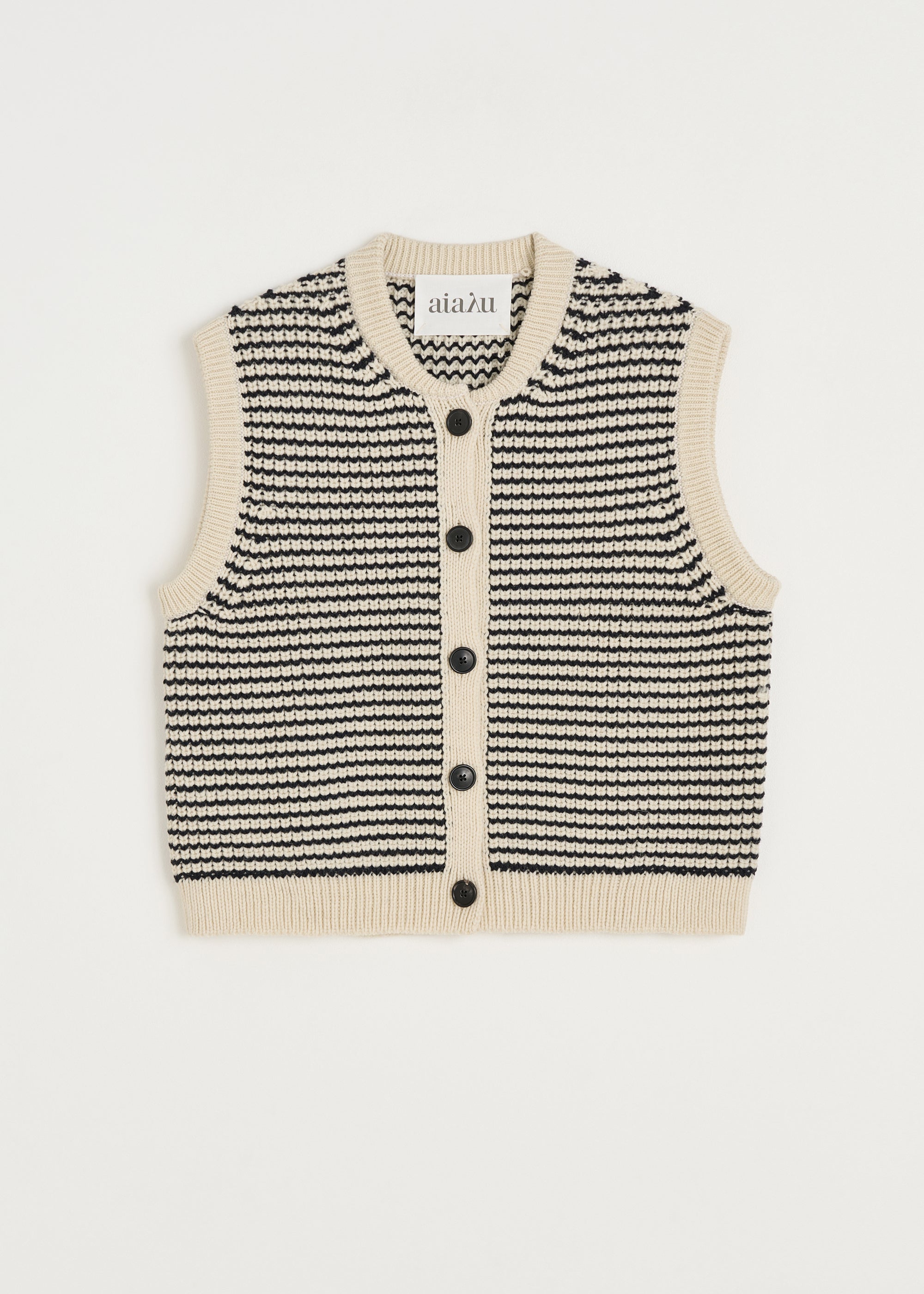 AIREI アイレイHAND STITCHED WOOL VEST ベスト Asha vest – highland wool | Mix Black Navy