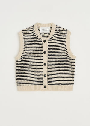 Asha vest – highland wool | Mix Black Navy Vest aiayu