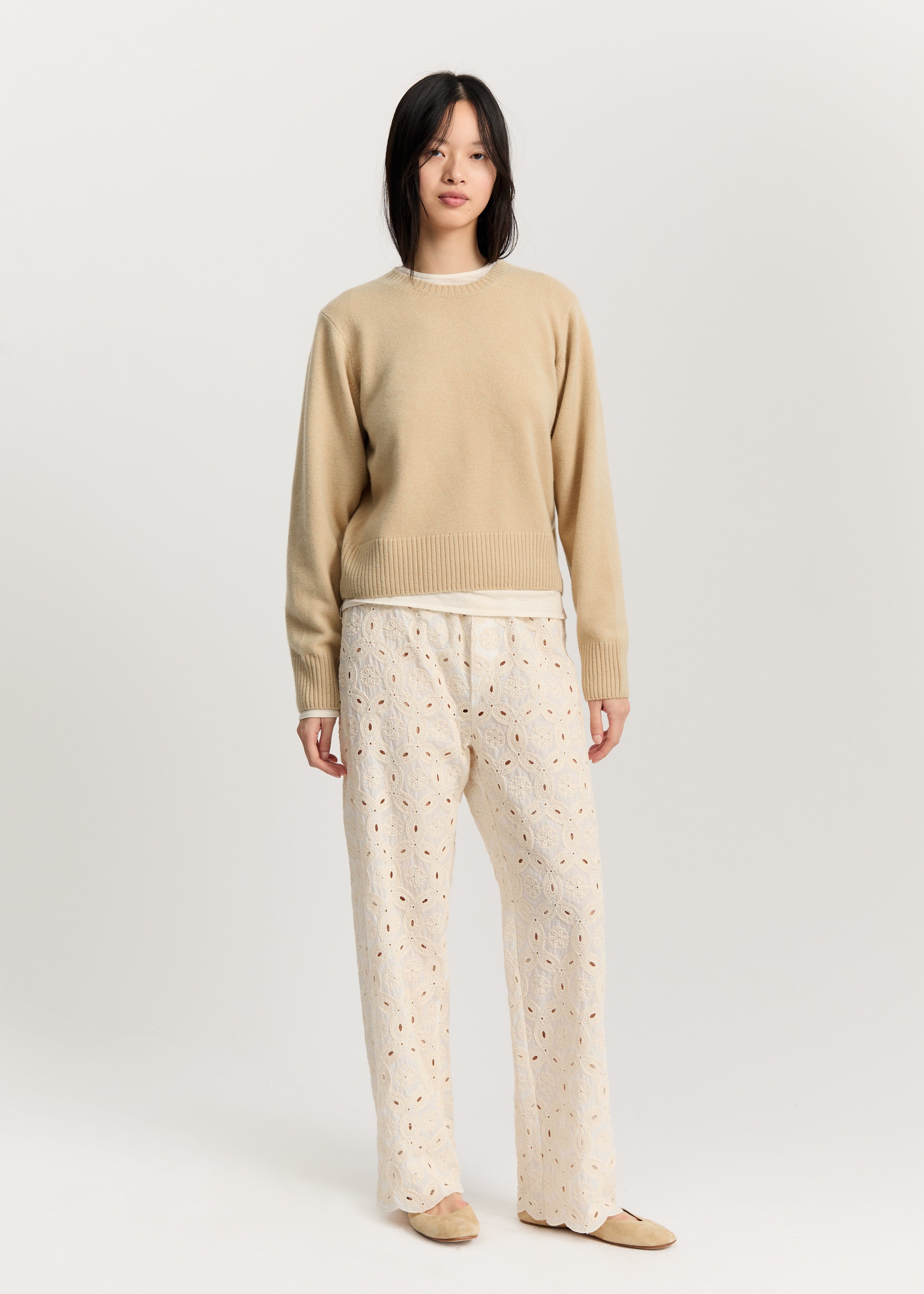 Ava pant embroidery | Pure Ecru Shorts aiayu