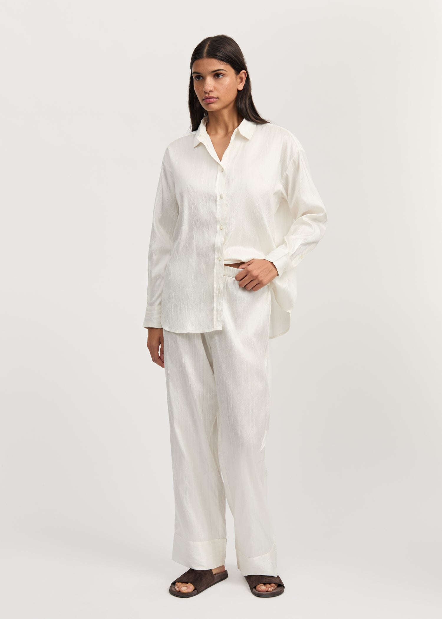 Ava pant – recycled silk | Pure Ecru Pants aiayu