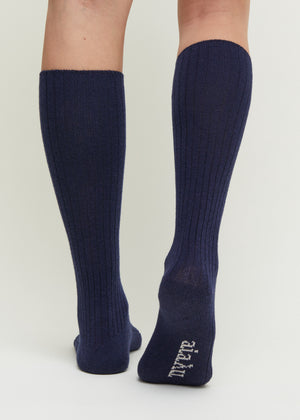 Cashmere knee socks | Navy