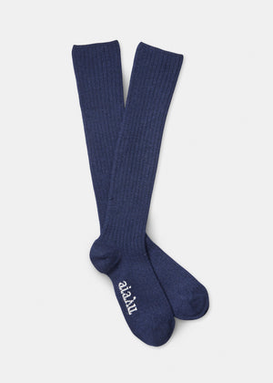 Cashmere knee socks | Navy