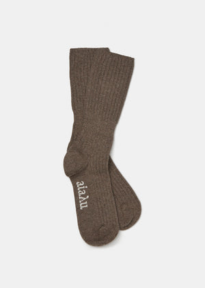 Cashmere rib socks | Dark Brown