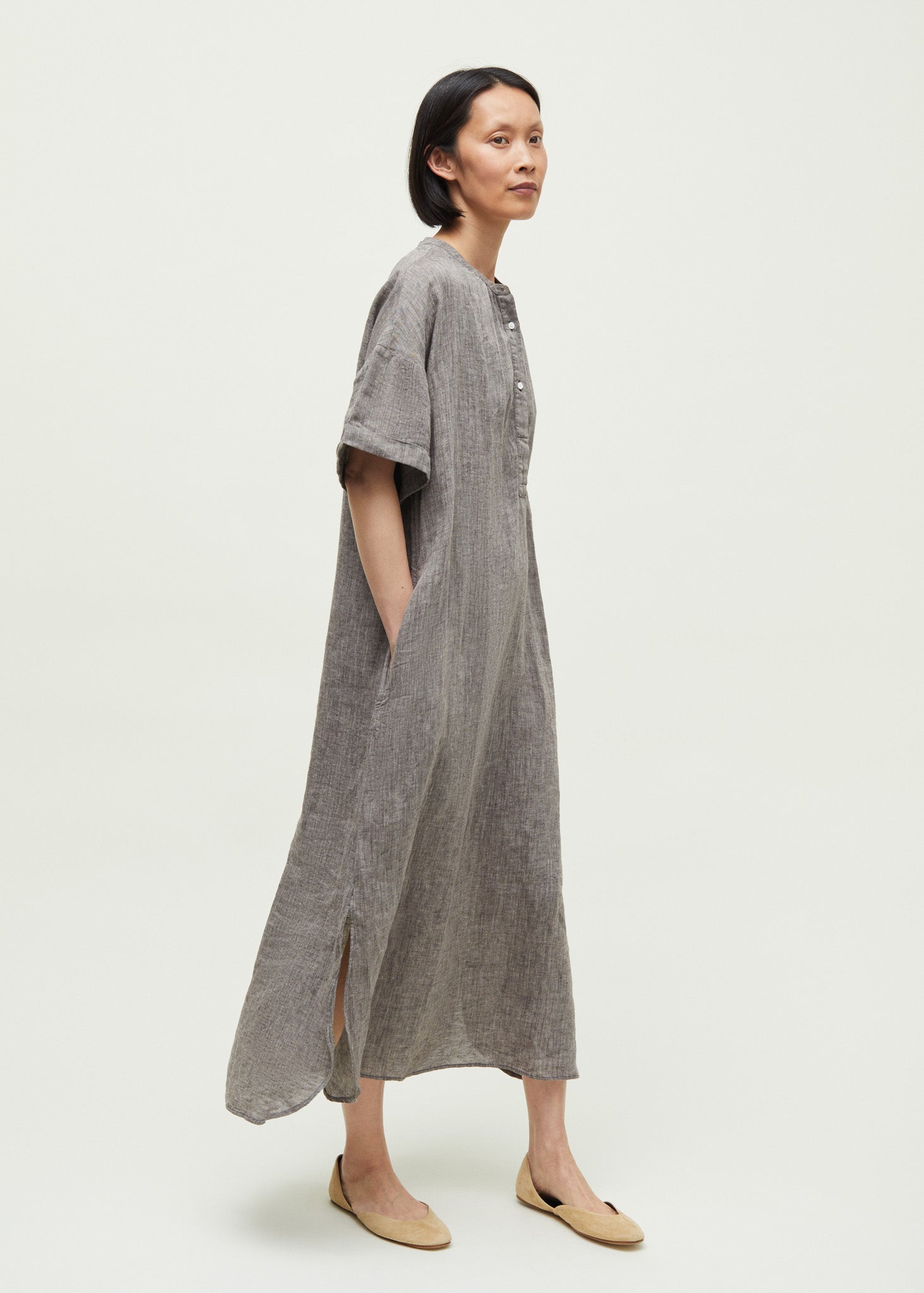 Cille dress linen | Brown