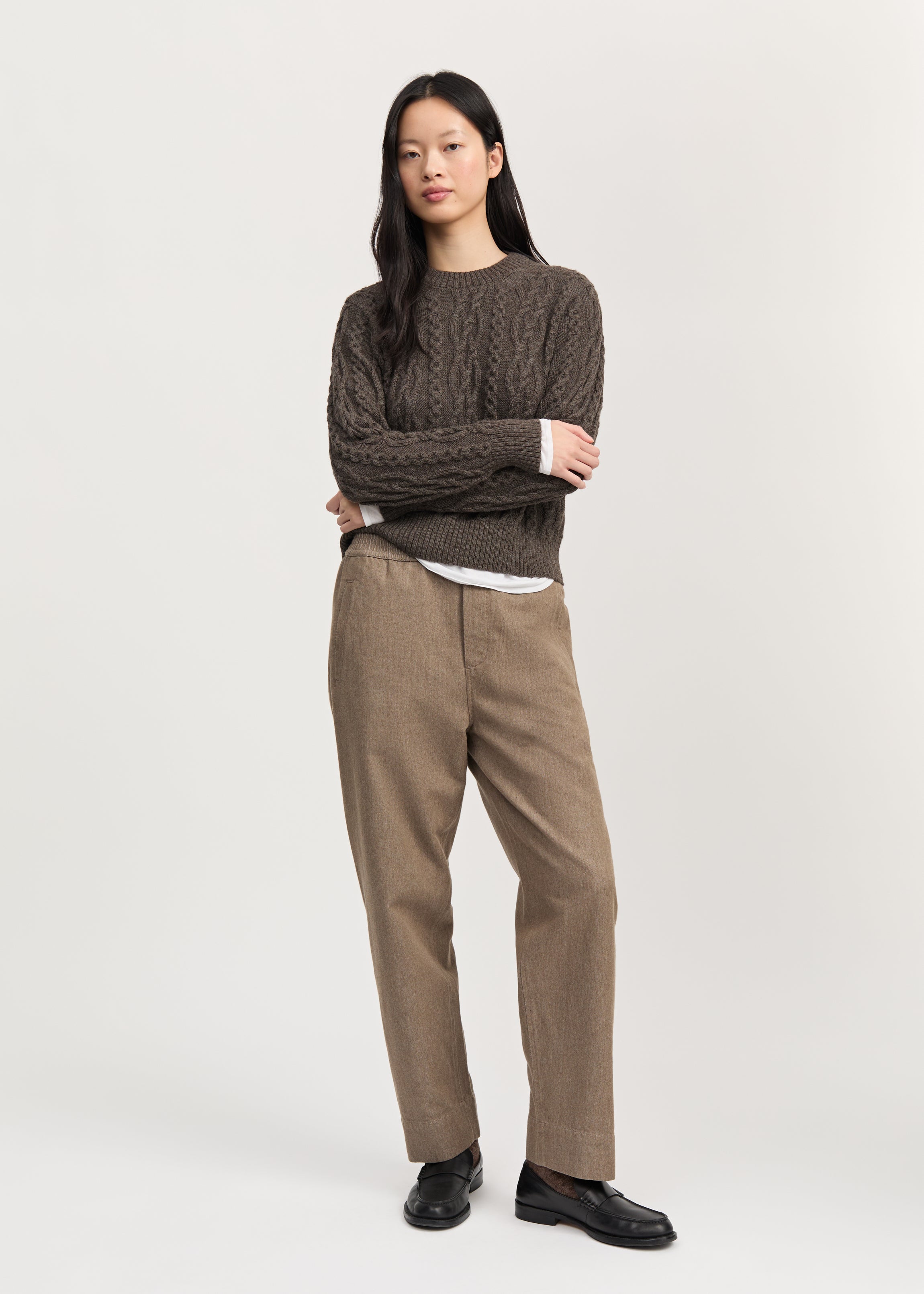 Coco pant twill | Smokey Brown Melange Pants aiayu